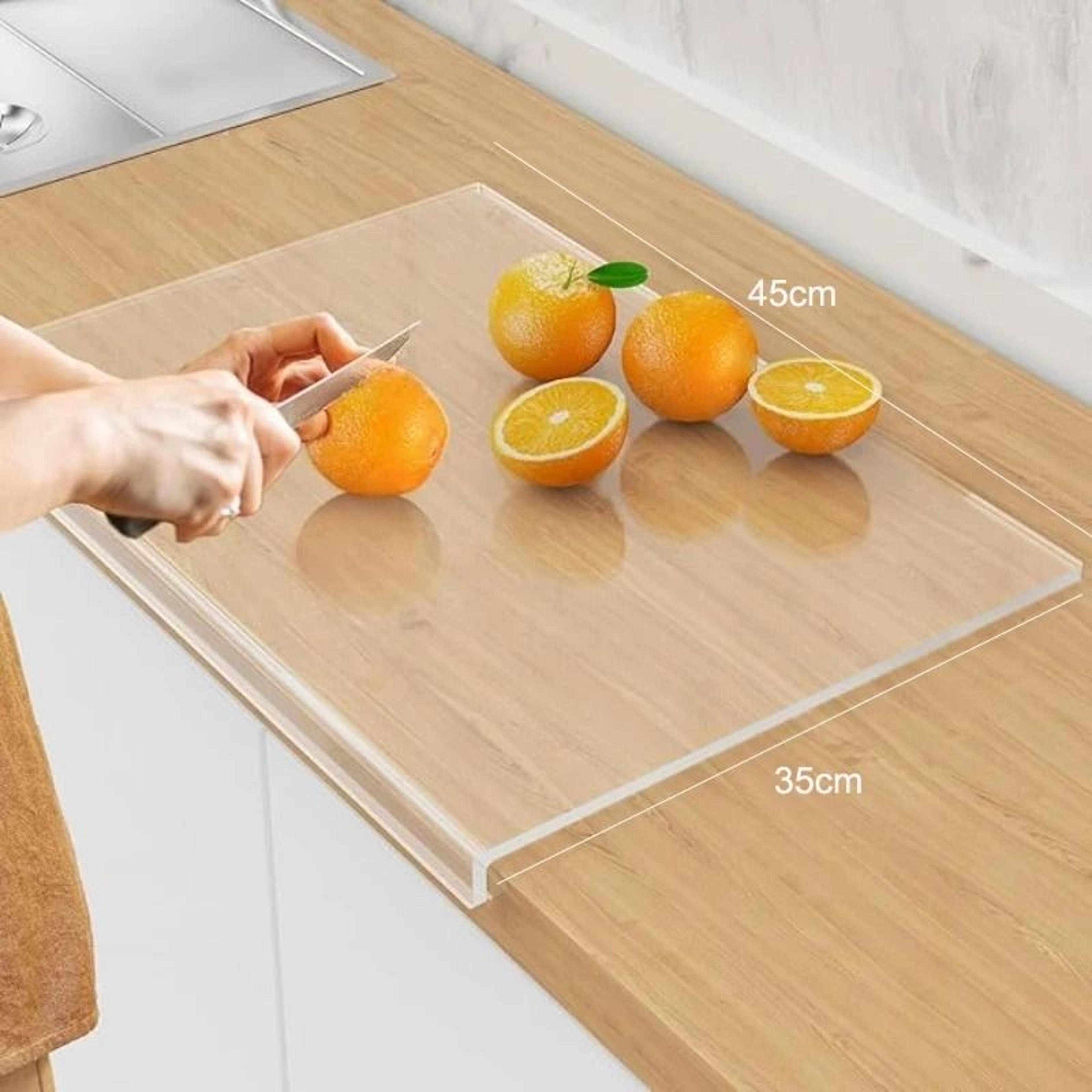 Acrylic Cutting Board With Counter Lip  Transparent NonSlip Countertop Protector 6