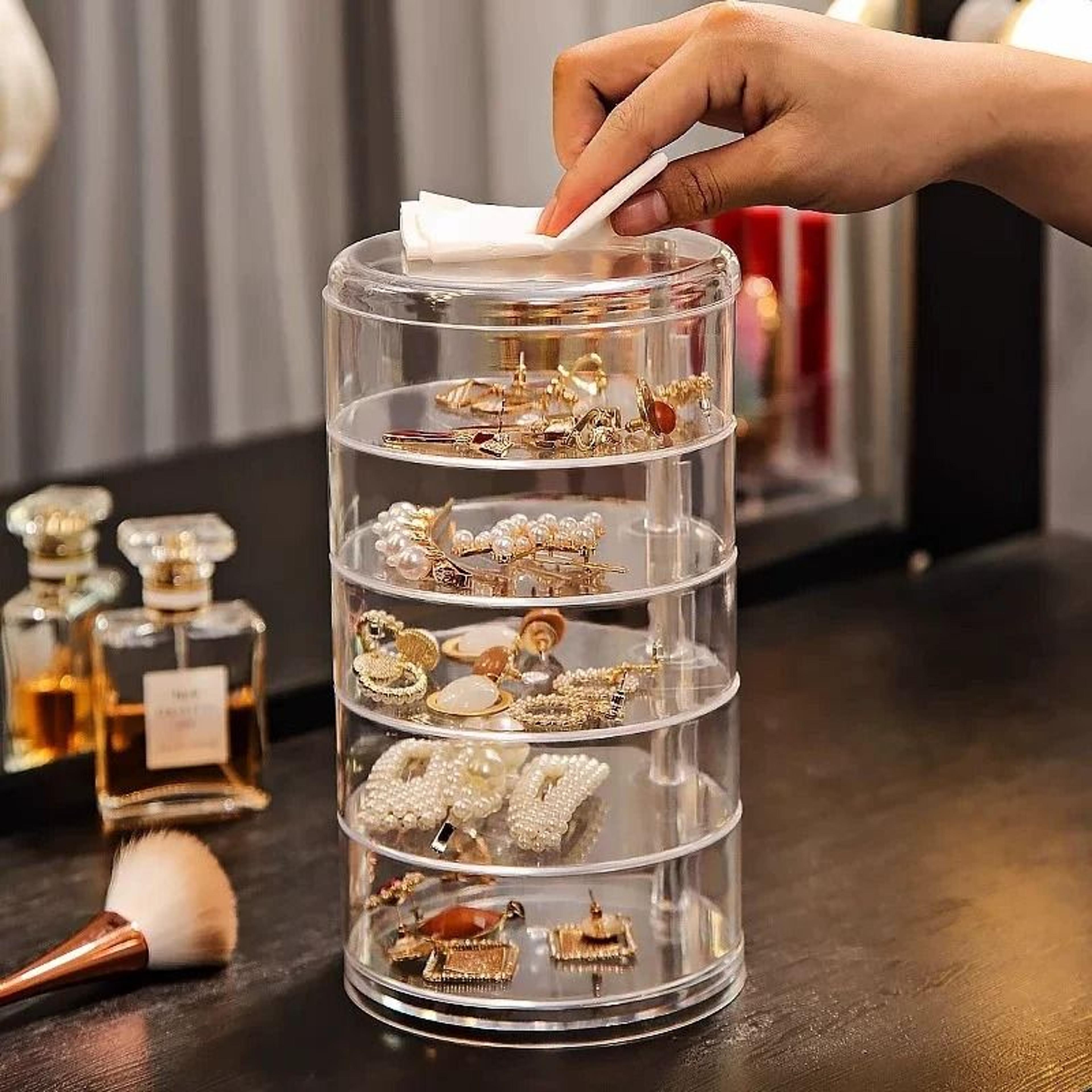 5Layer Rotating Jewelry Organizer  Compact Hair Accessory  Makeup Display Case 6
