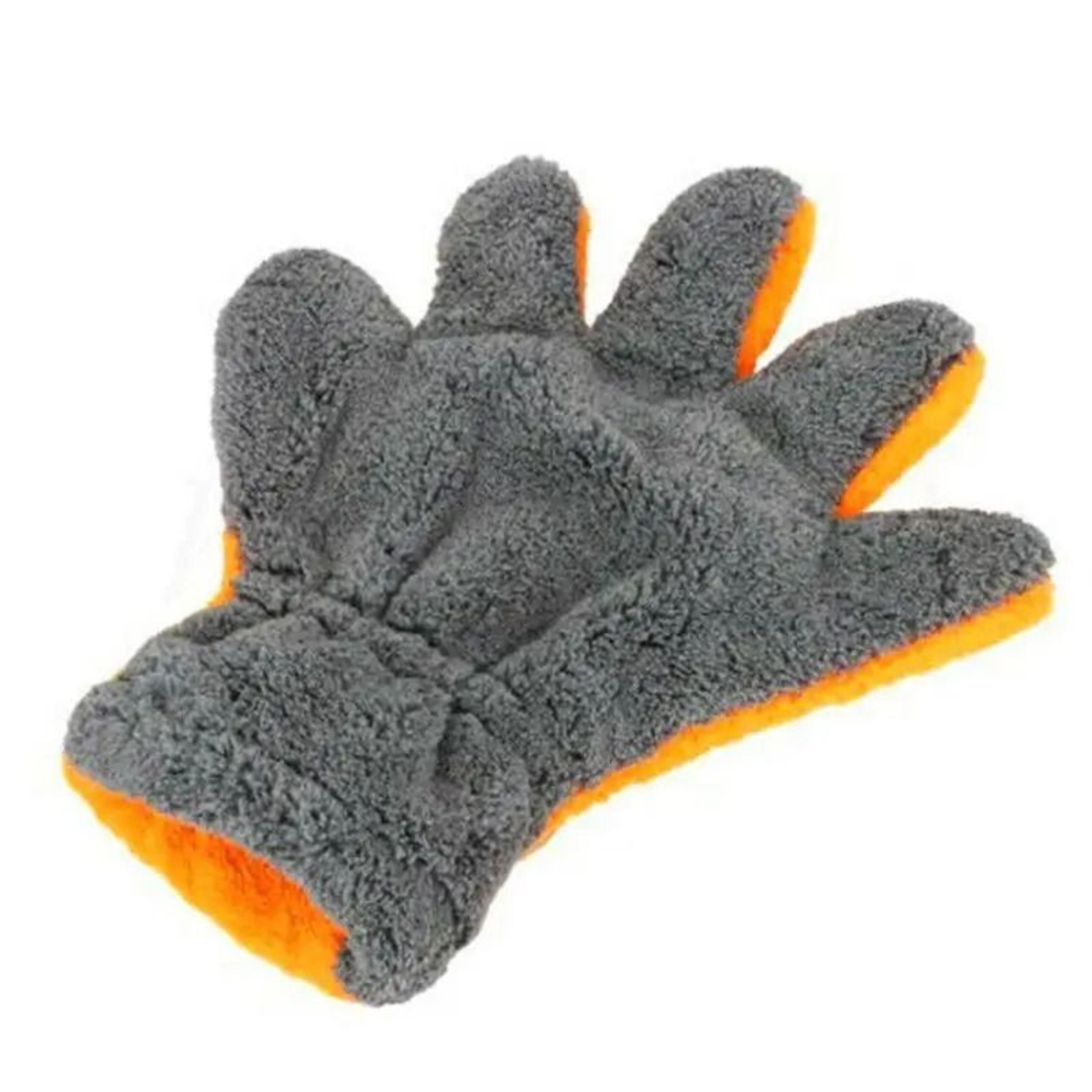 Premium DoubleSided Coral Fleece Car Cleaning Gloves  ScratchFree 5Finger Wash Mitts 6