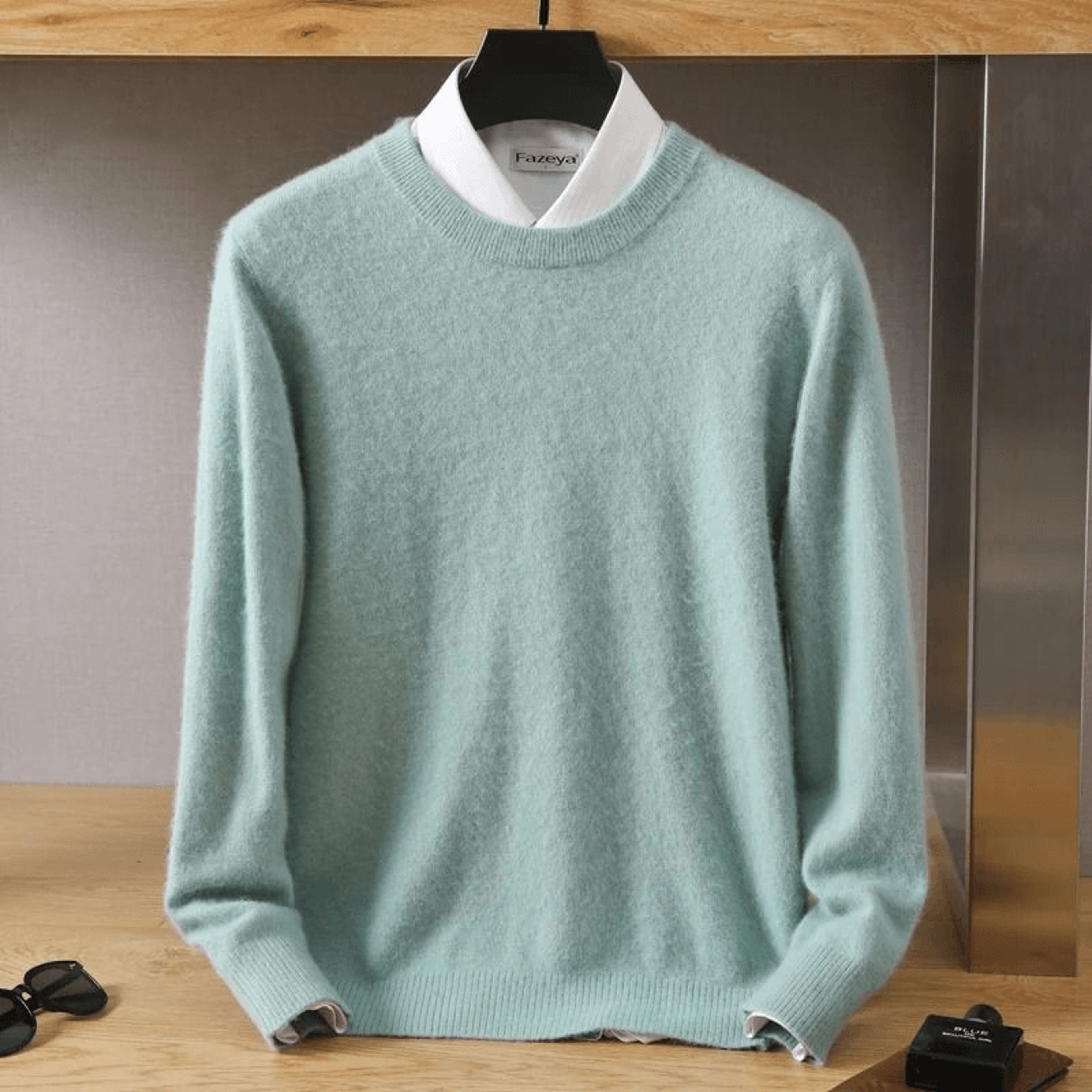 Mens Pure Mink Cashmere Sweater O Neck Knit Pullover For Autumn And Winter 22
