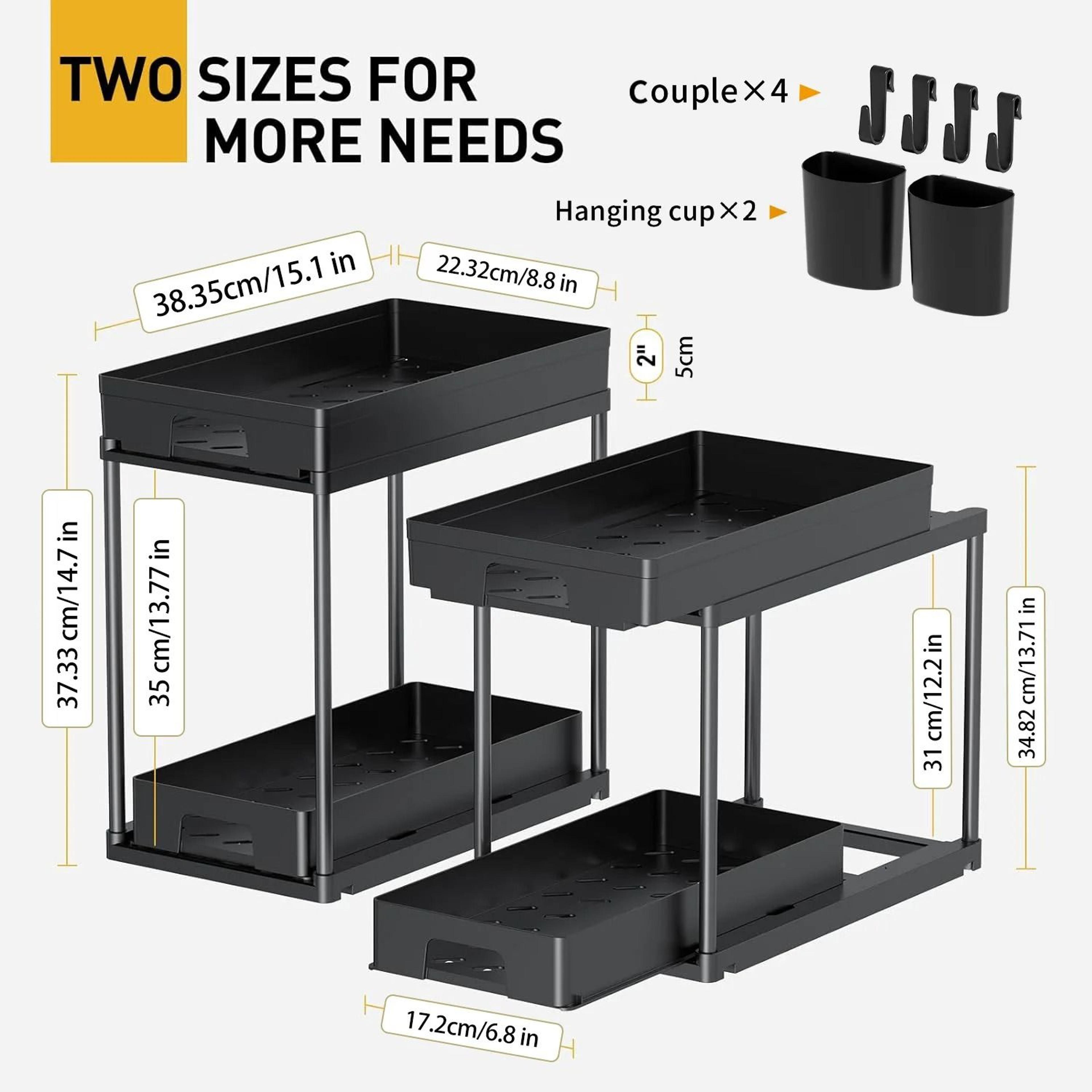 Expandable Under Sink Kitchen Organizer  MultiPurpose Storage 2Pack 5