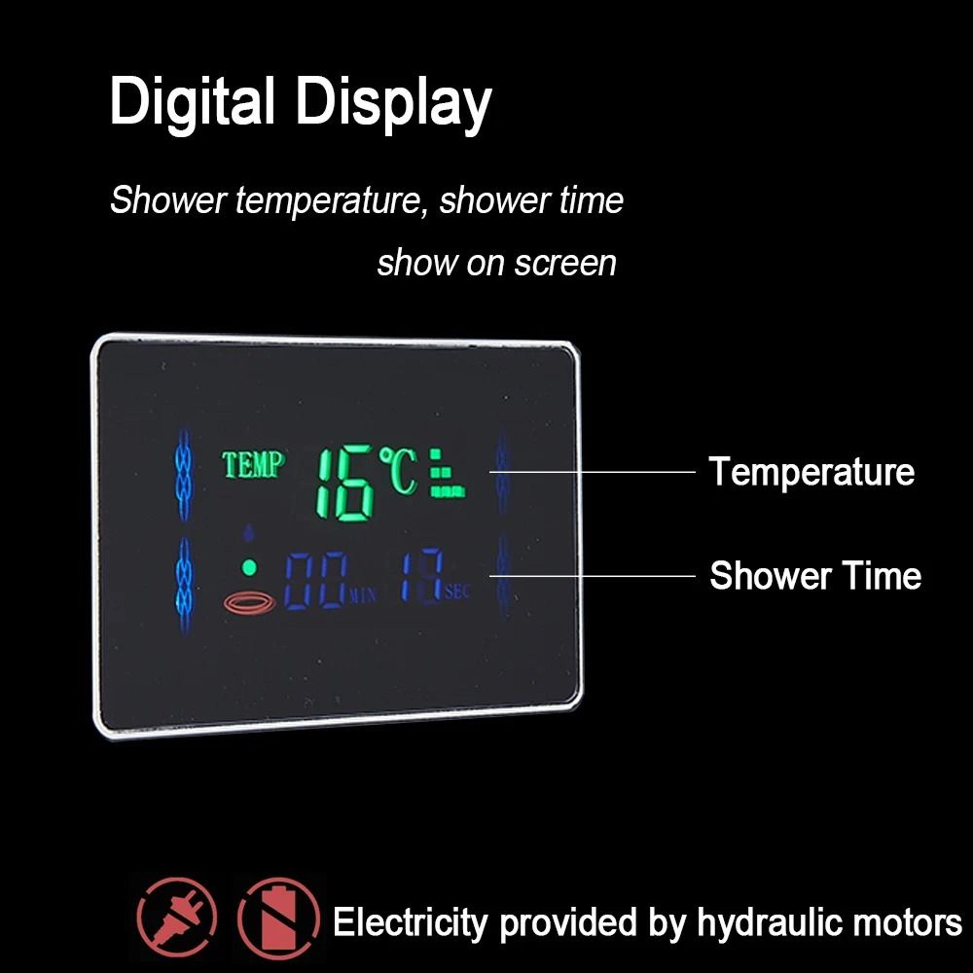 Black LED Light Shower Panel System  Modern Waterfall SPA Massage Column 2