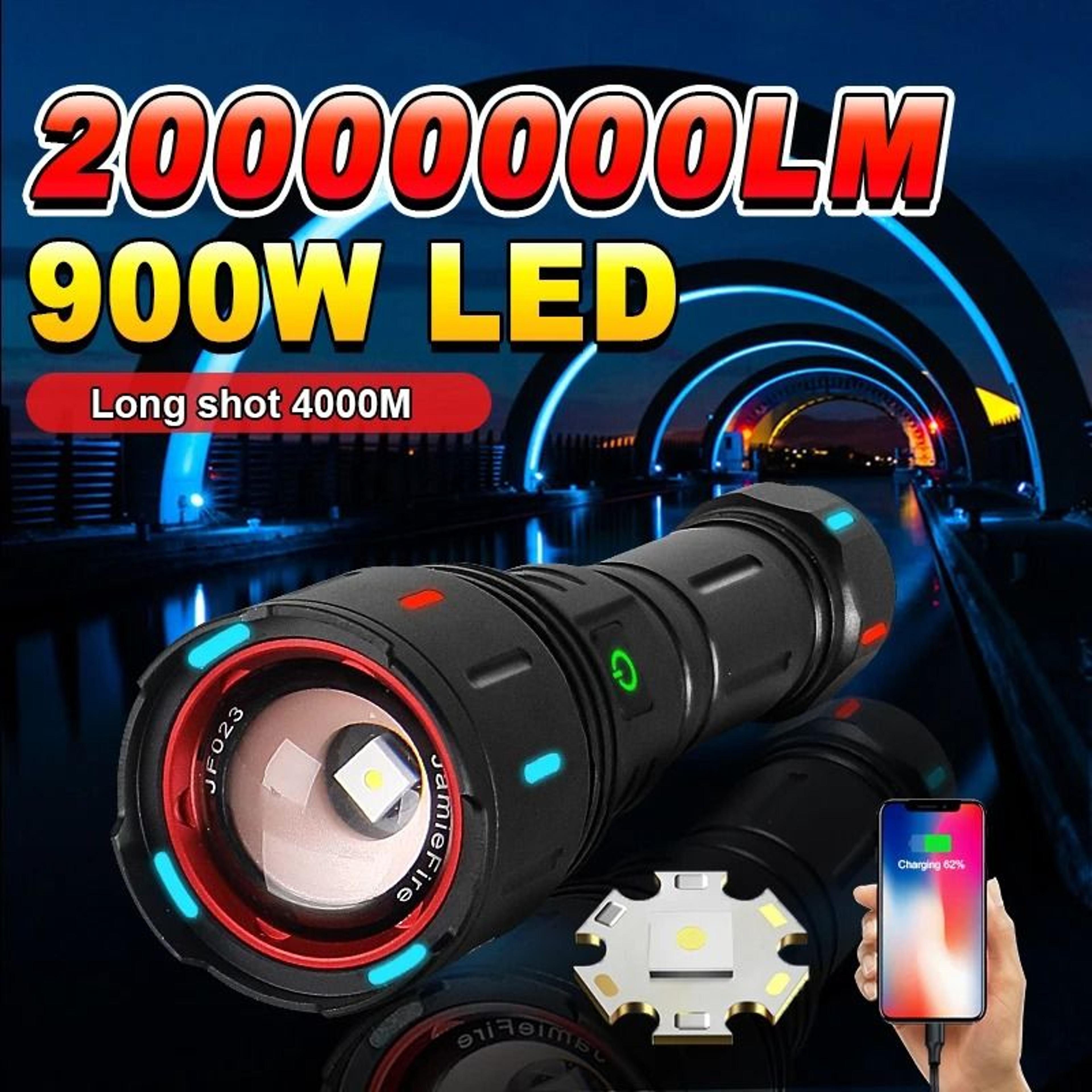 Super Bright LED Flashlight  HighPower Rechargeable Zoomable Torch 0