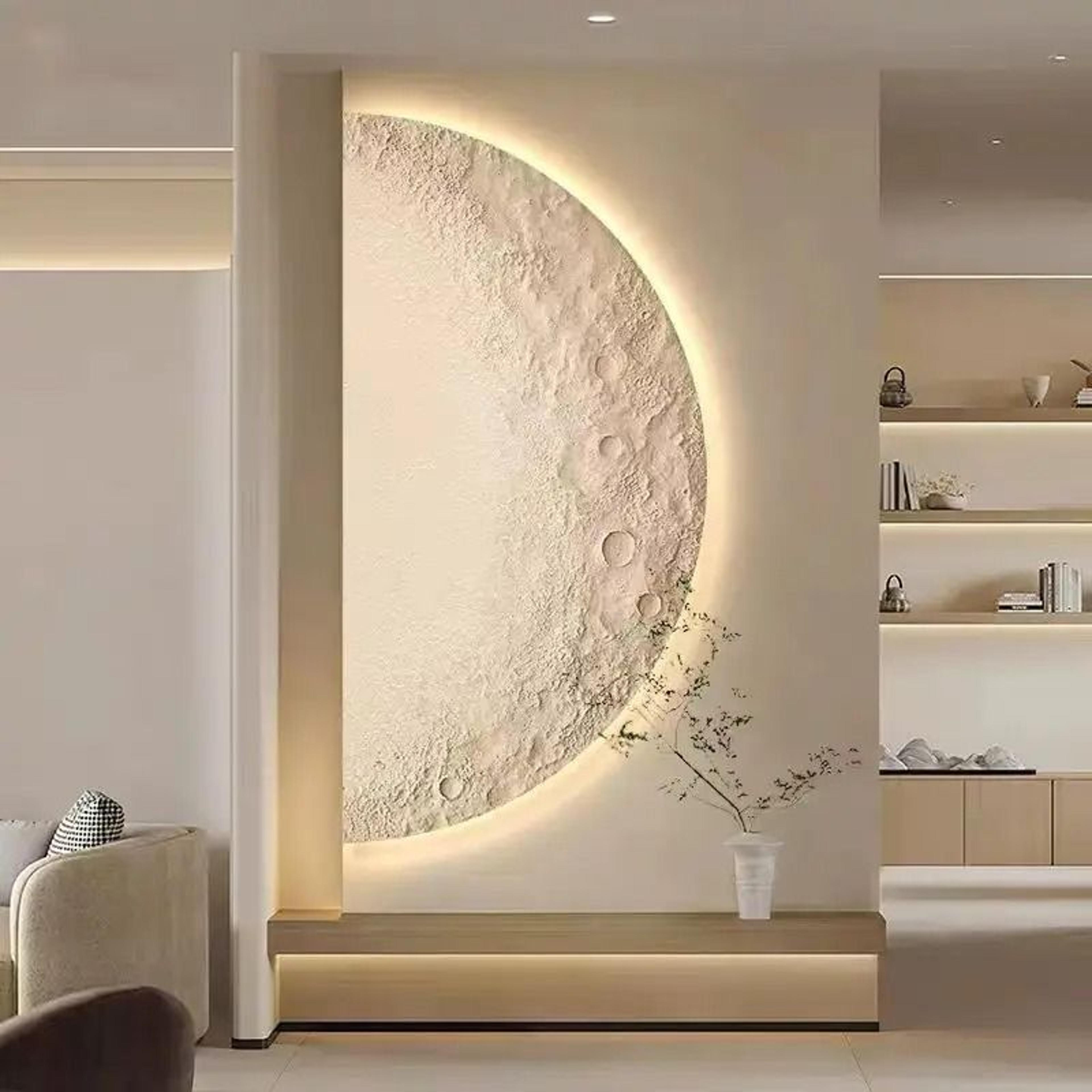 Creative LED Moon Wall Painting Lamp  Remote Control Minimalist Decor 1