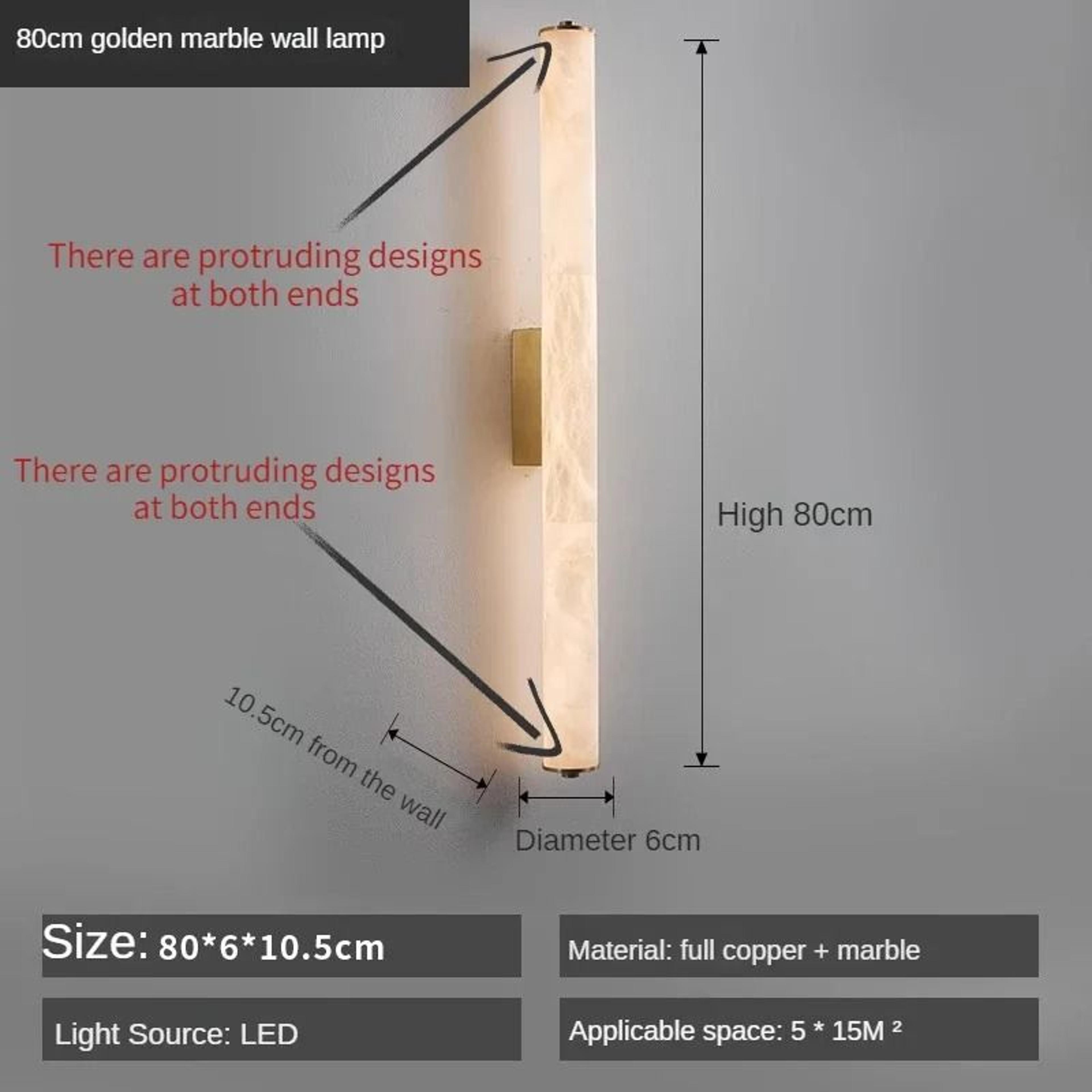 Full Copper Spanish Natural Snowflake Marble LED Wall Lamp 10