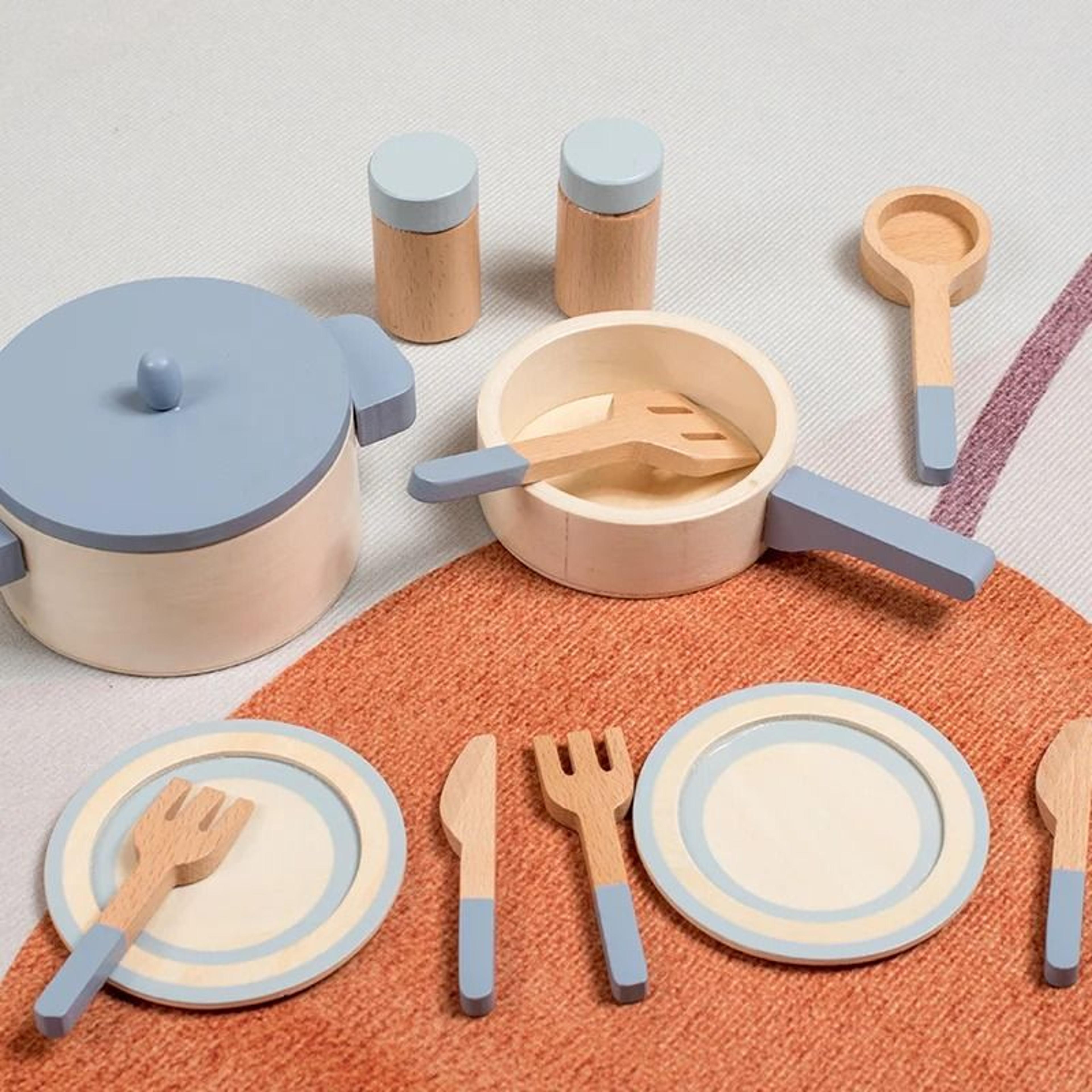 Premium Wooden Simulation Kitchen And Culinary Play Set 4