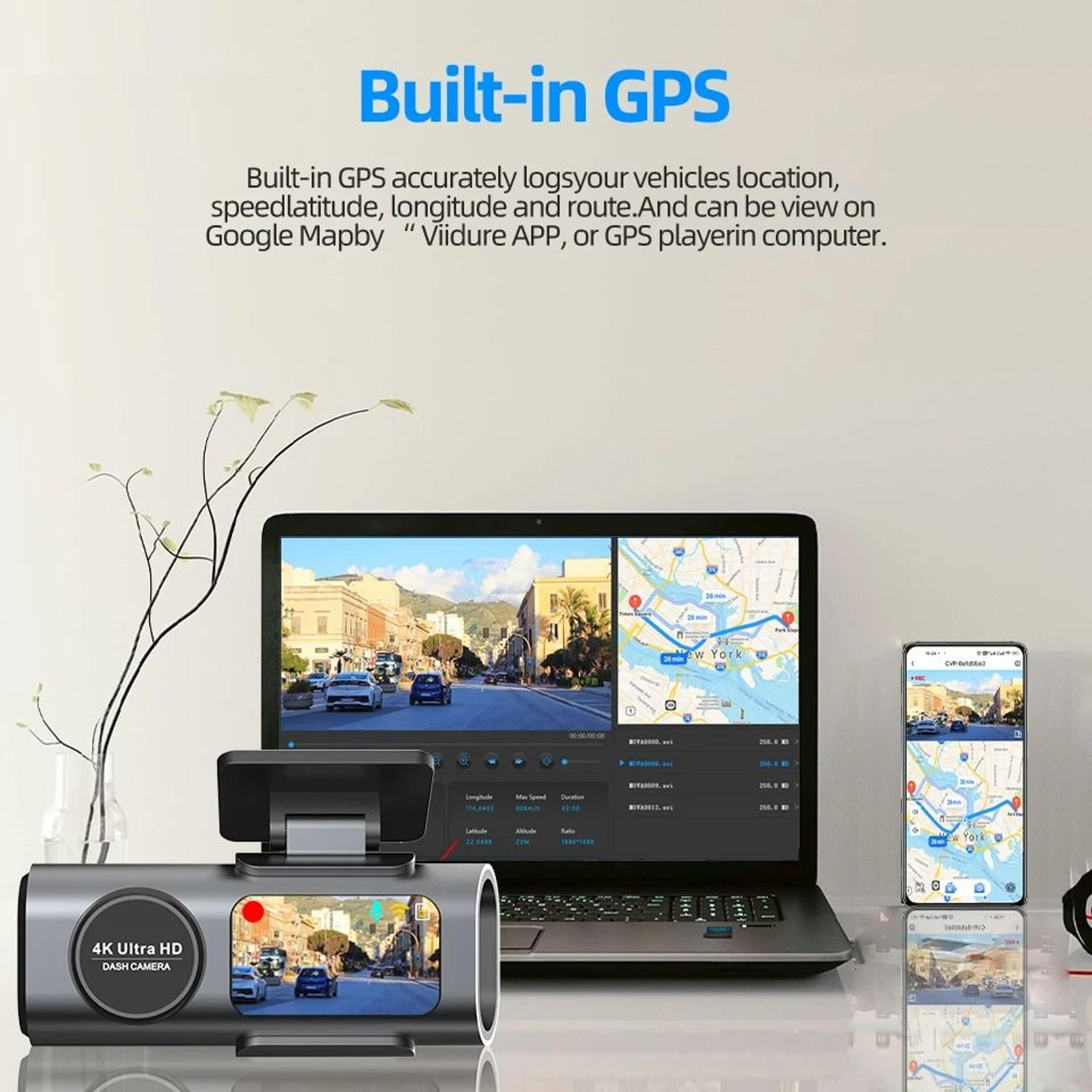 4K Mini Dashcam With GPS WiFi And Dual Lens System 5
