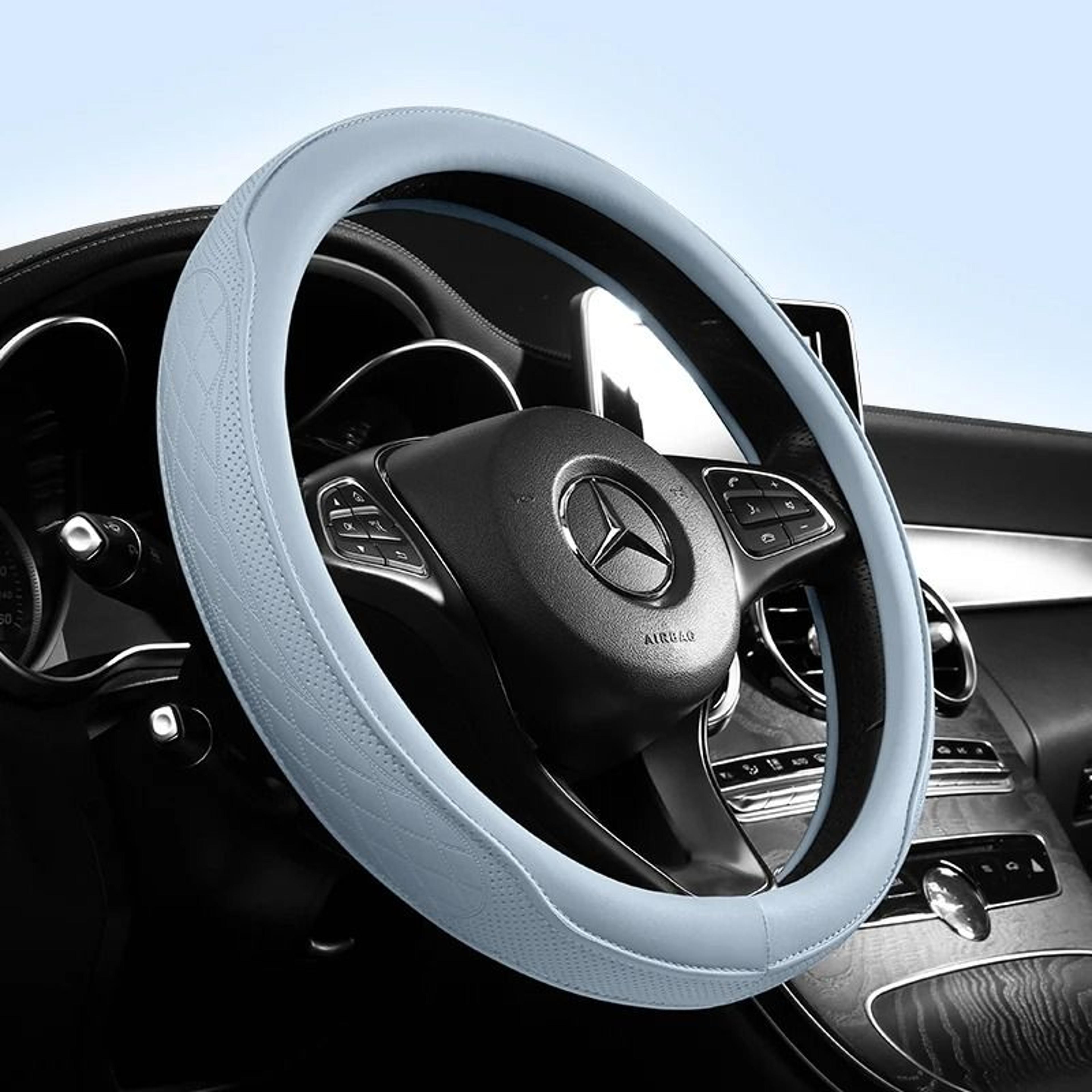 Napa Leather Perforated Patchwork Steering Wheel Cover 2