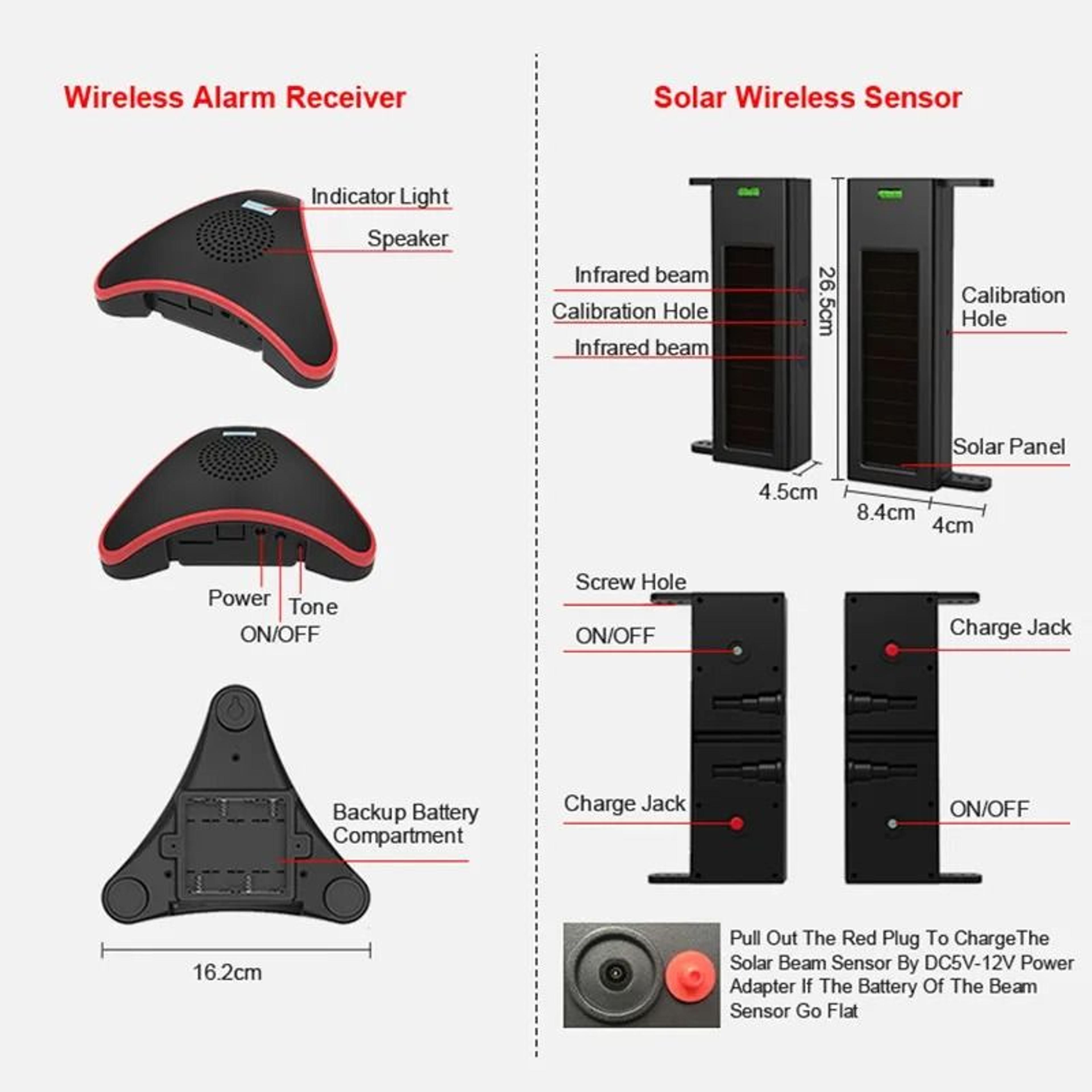 SolarPowered Infrared Beam Driveway Alarm  1300ft Wireless Perimeter Security 2