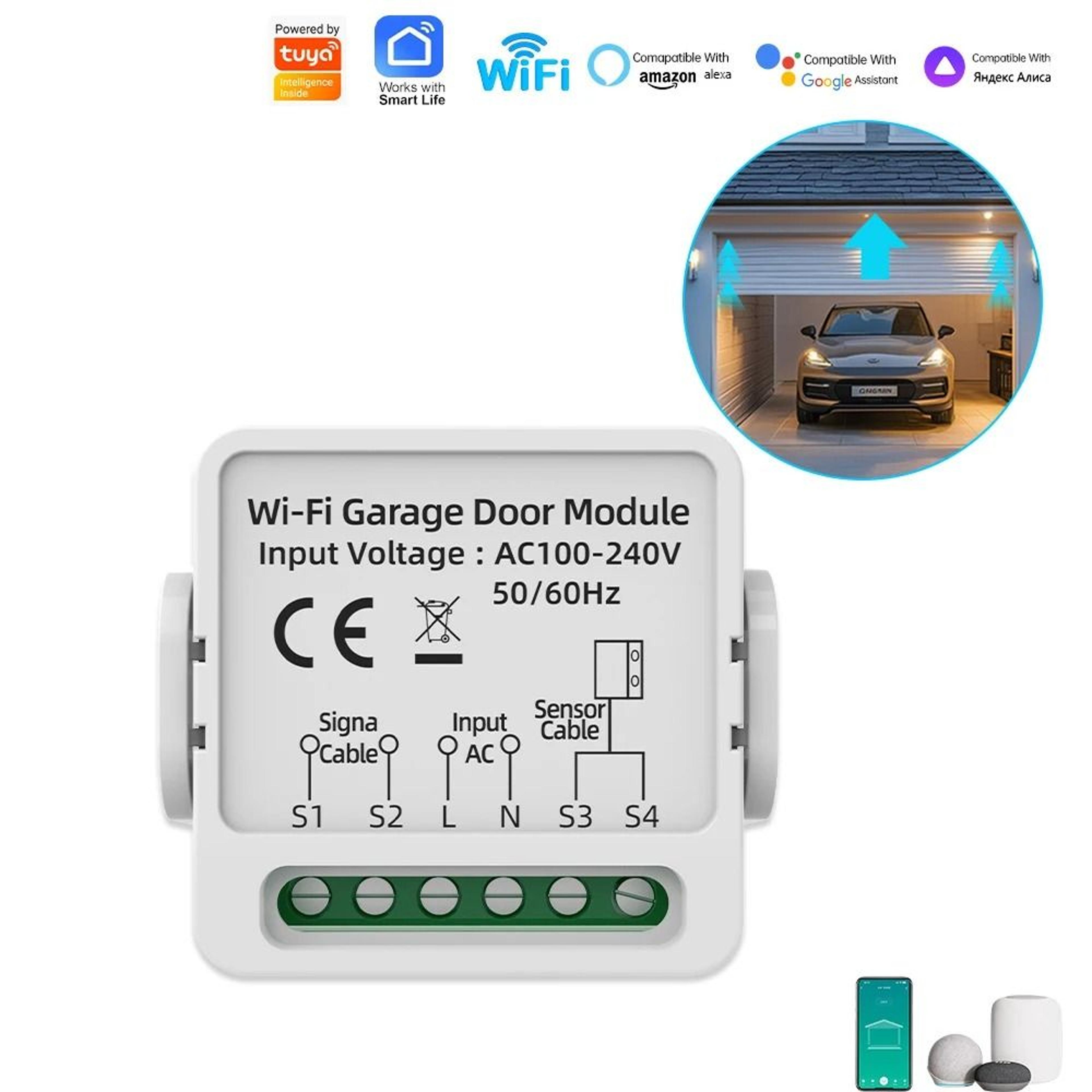 Smart WiFi Garage Door Controller  Remote Access  Security Alarm Hub 6