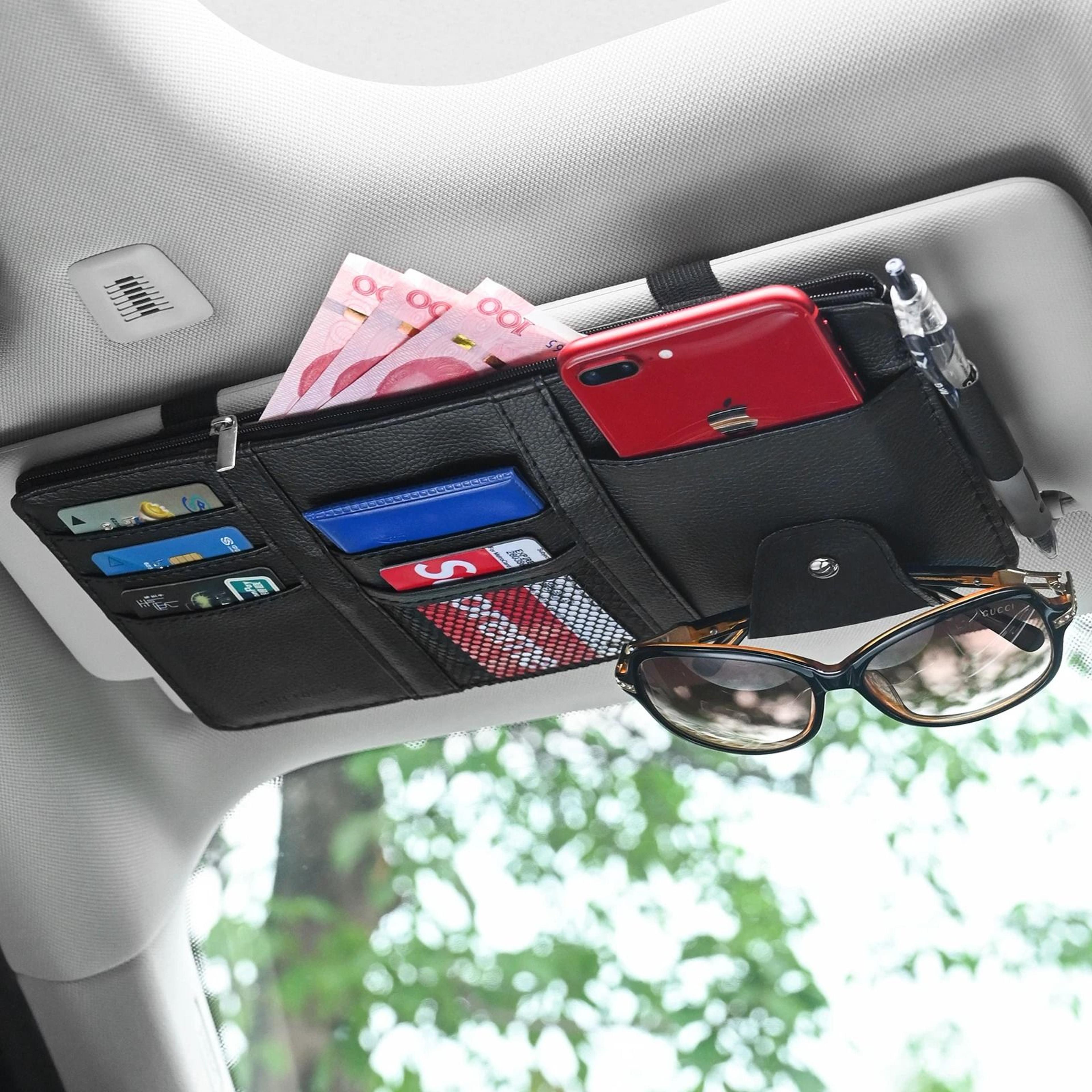 Universal Leatherette Sun Visor Organizer  MultiFunction Travel Storage Hub 2