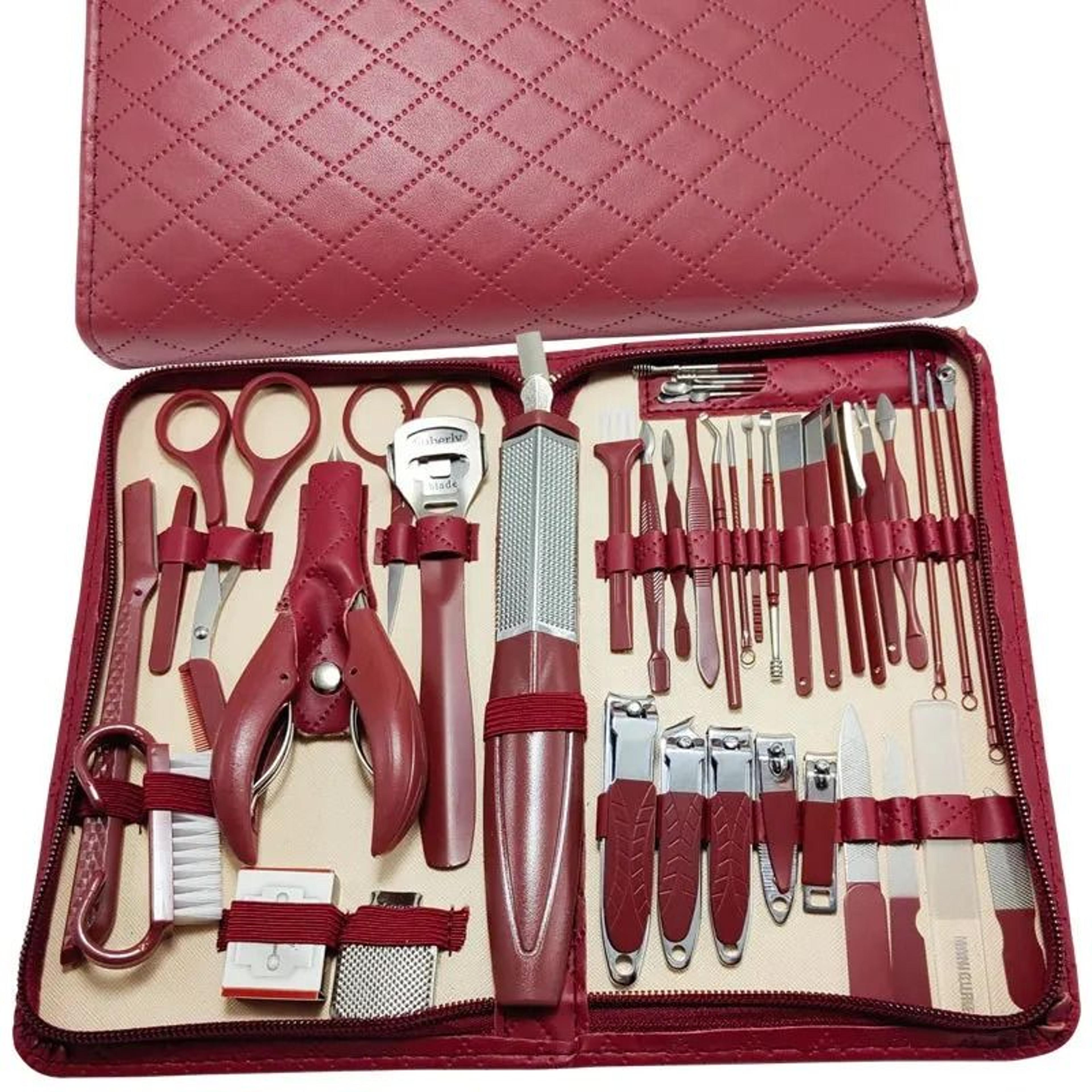 Stainless Steel Manicure  Grooming Kit  1042 Piece Set In Premium Zippered Leather Case 1