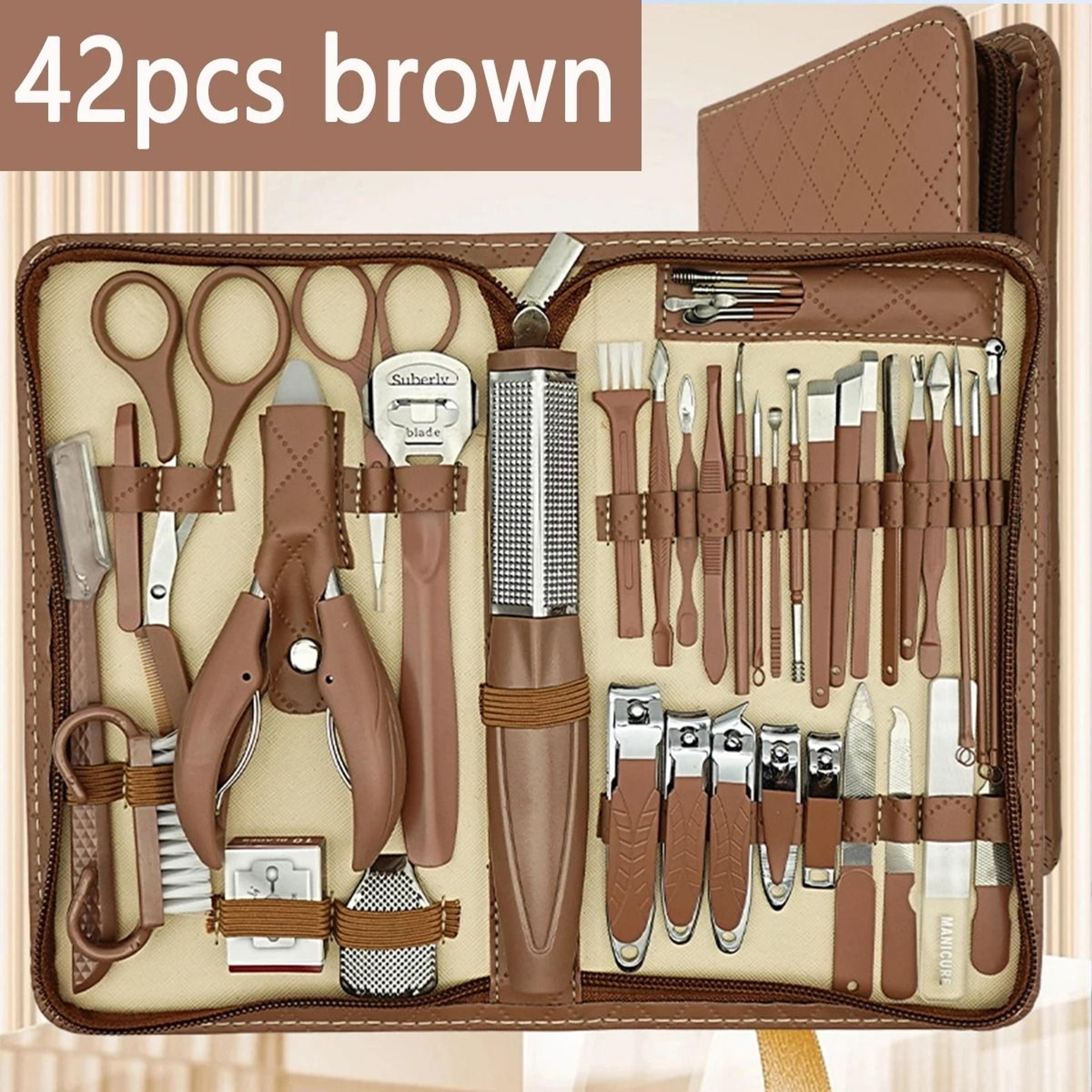 Stainless Steel Manicure  Grooming Kit  1042 Piece Set In Premium Zippered Leather Case 8