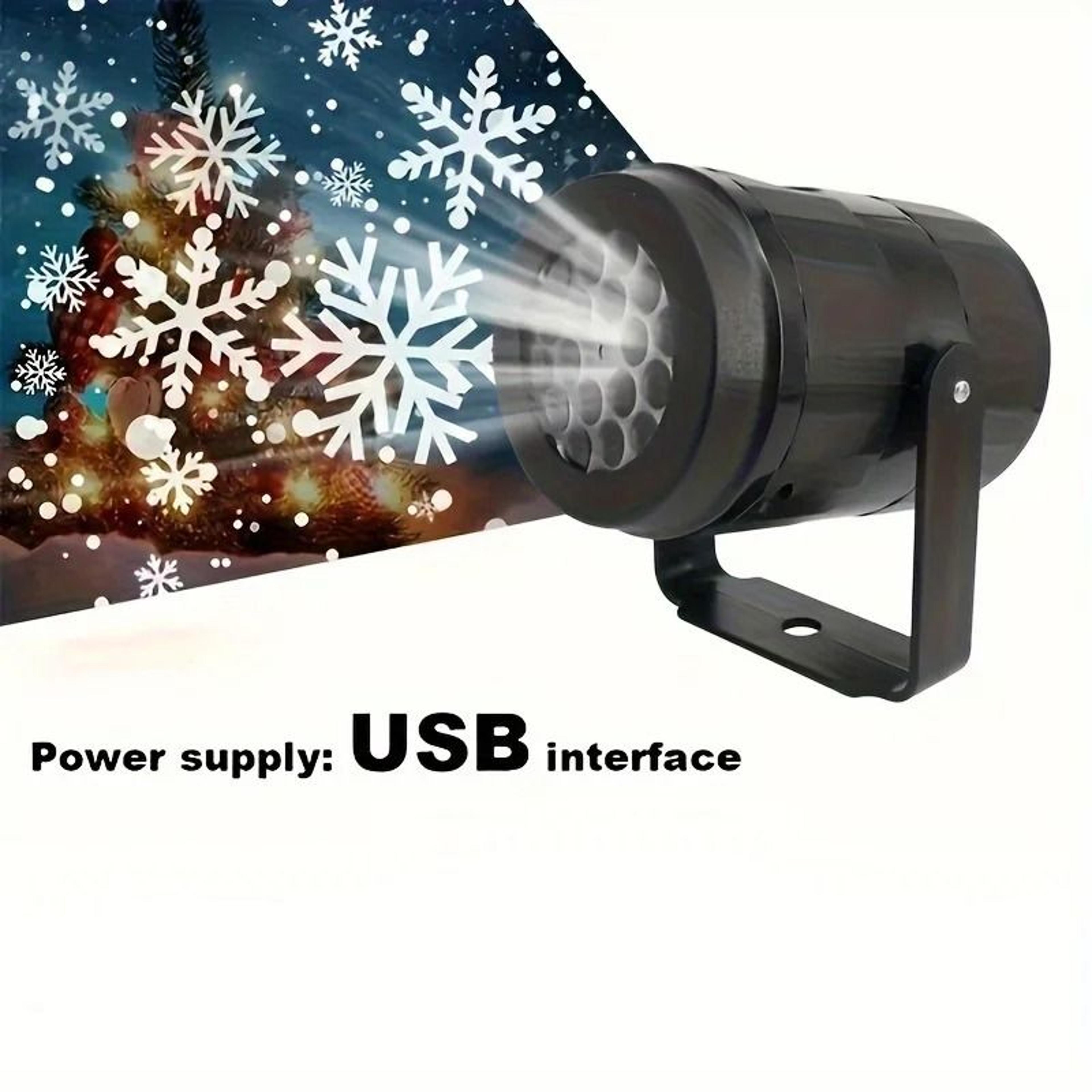 LED Snowflake Projection Light  USB Powered Rotating Winter Simulation Light 7