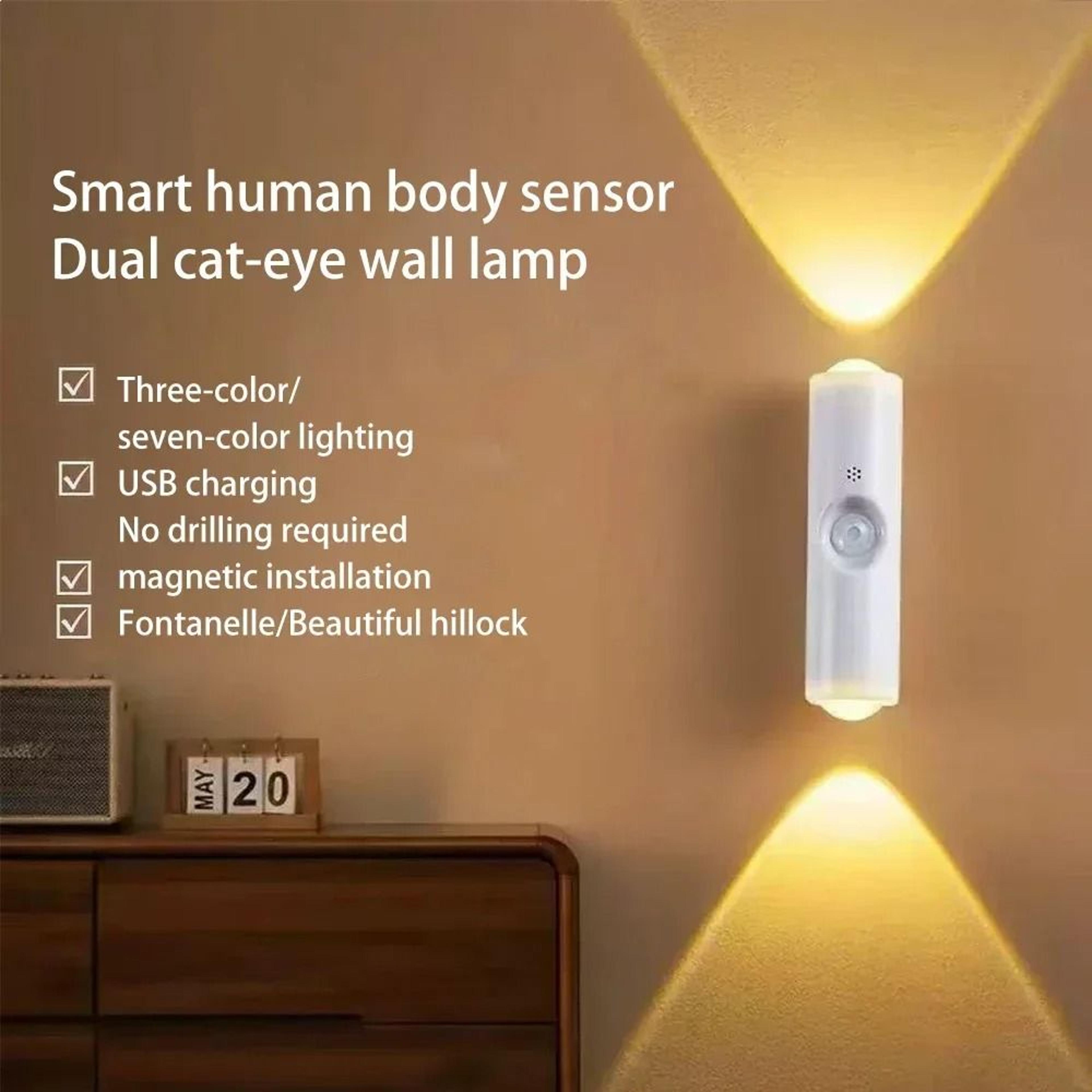 Smart Motion Sensor LED Night Light  USB Rechargeable 3ColorRGB UnderCabinet Lighting 5