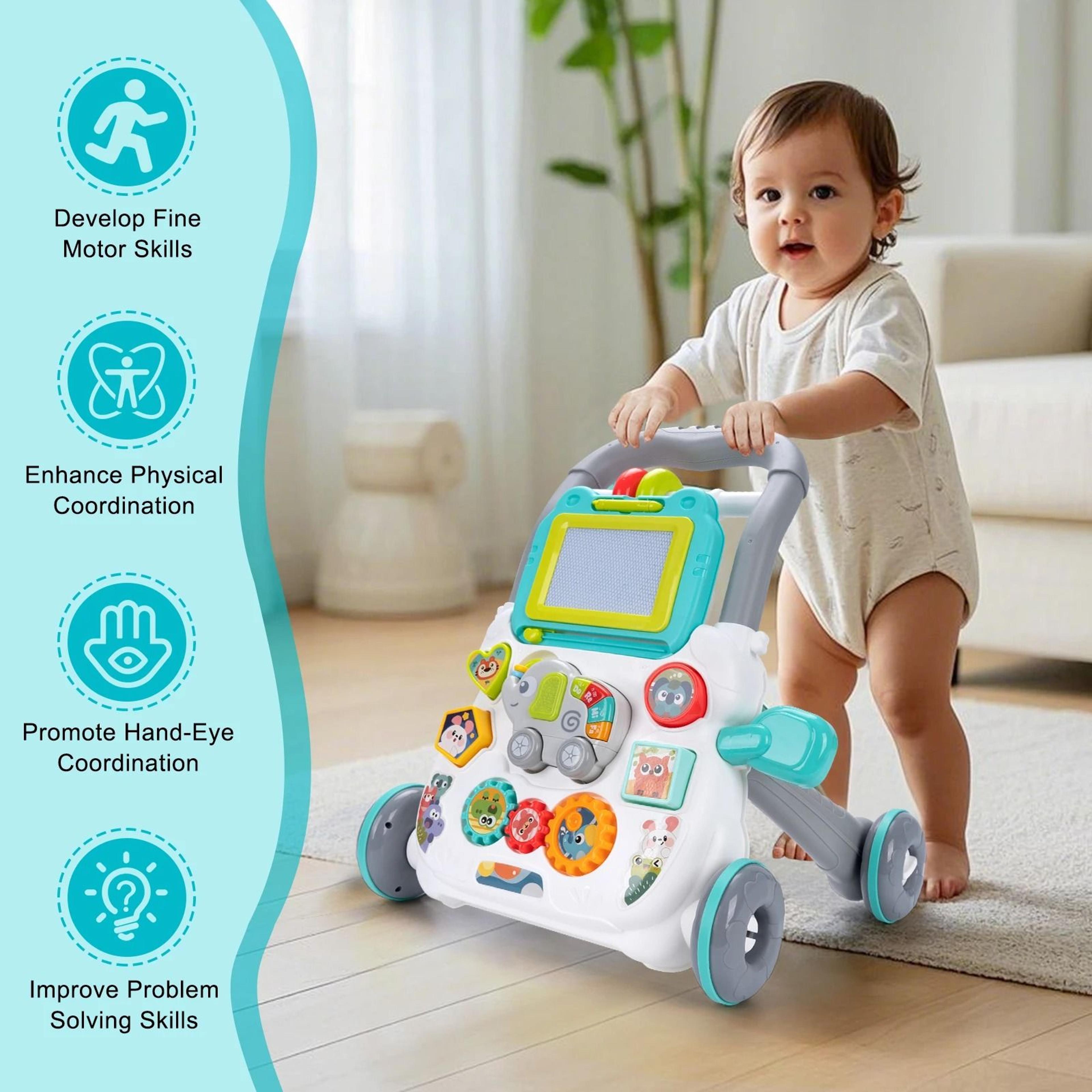 Multifunction Baby Activity Walker  Learning Push Toy With Music  Drawing Board 3