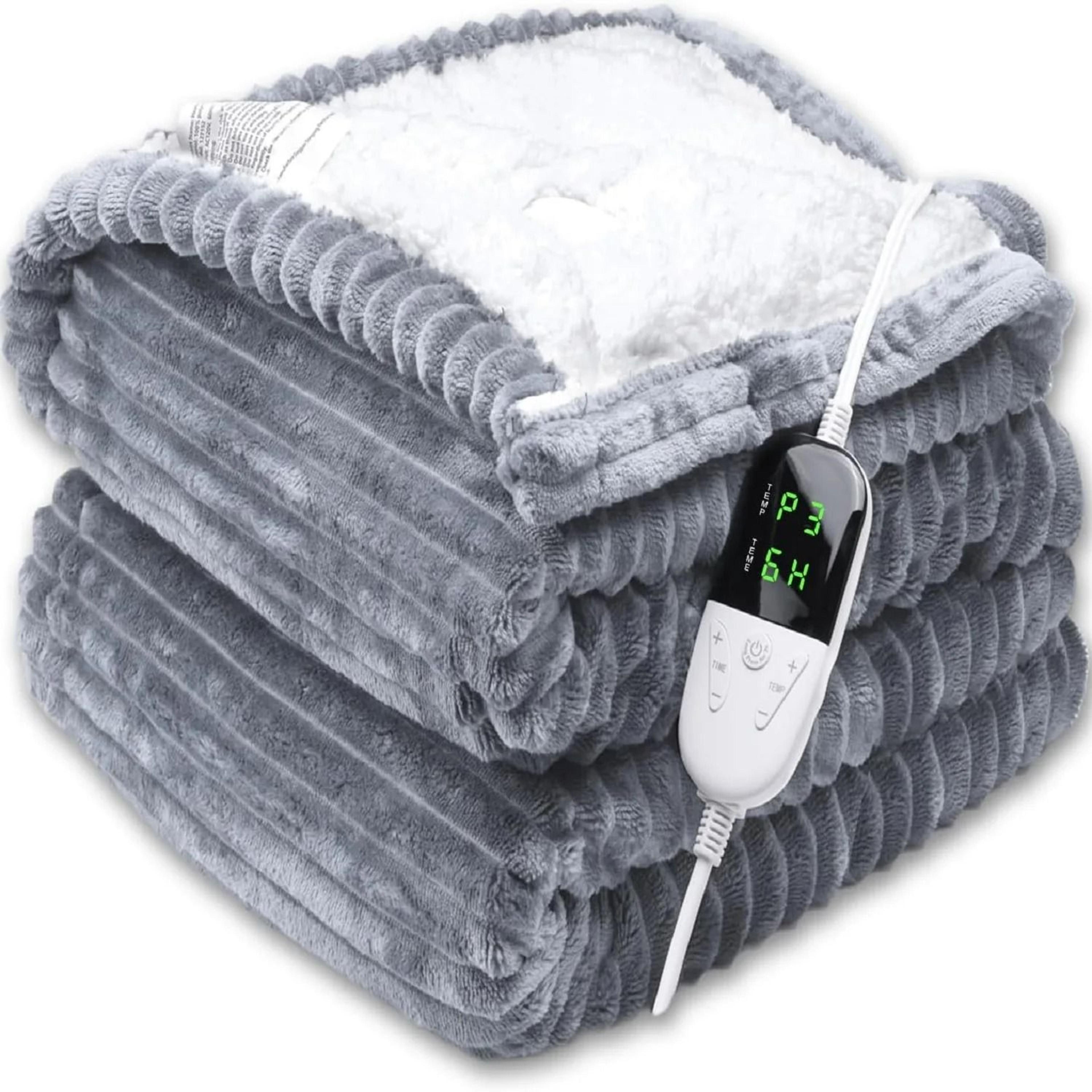 Striped Flannel Heated Blanket  6Speed Temperature Control  5Speed AutoOff Timer 0