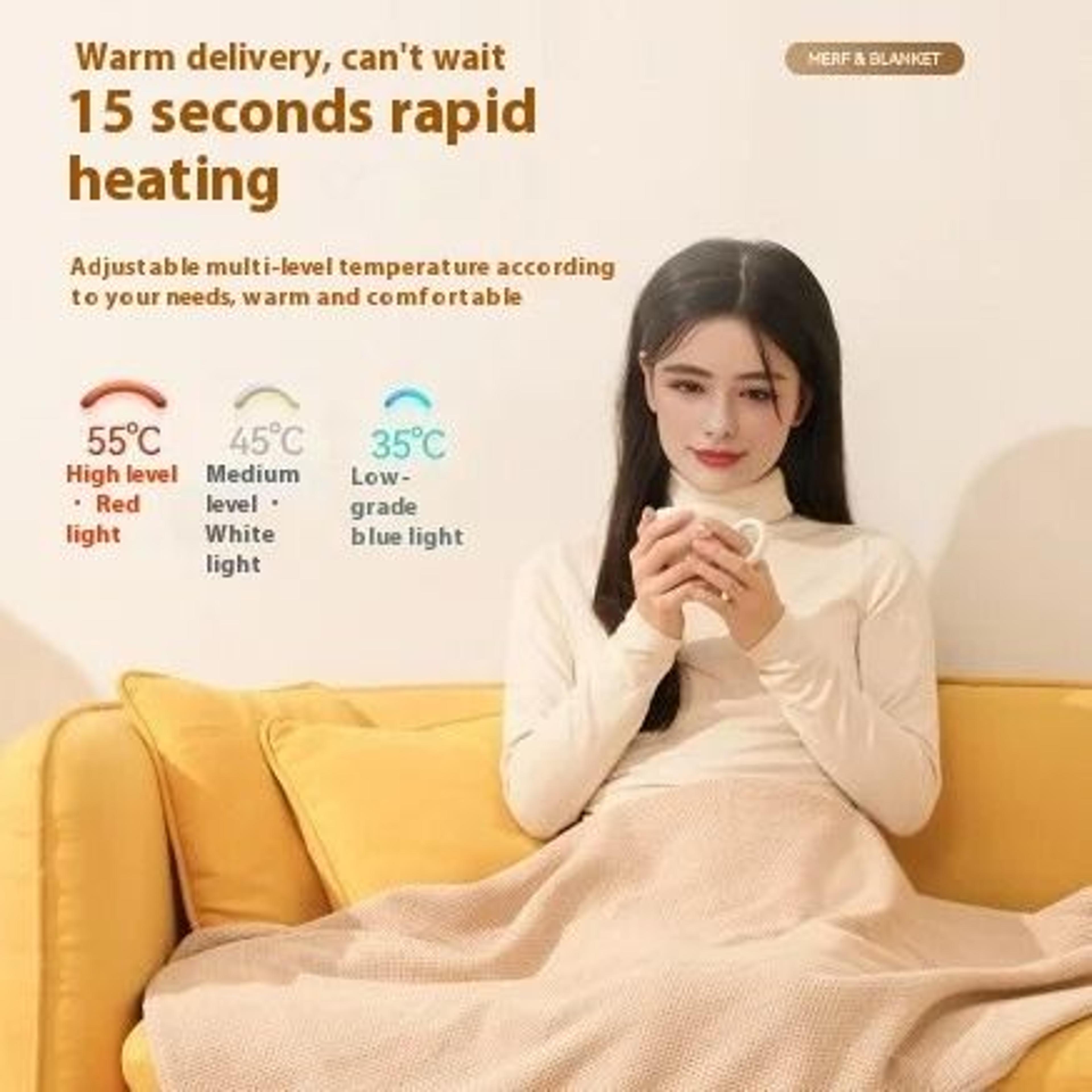 Wearable USBPowered Heating Shawl  Portable Electric Heated Throw Blanket For Home  Office 3