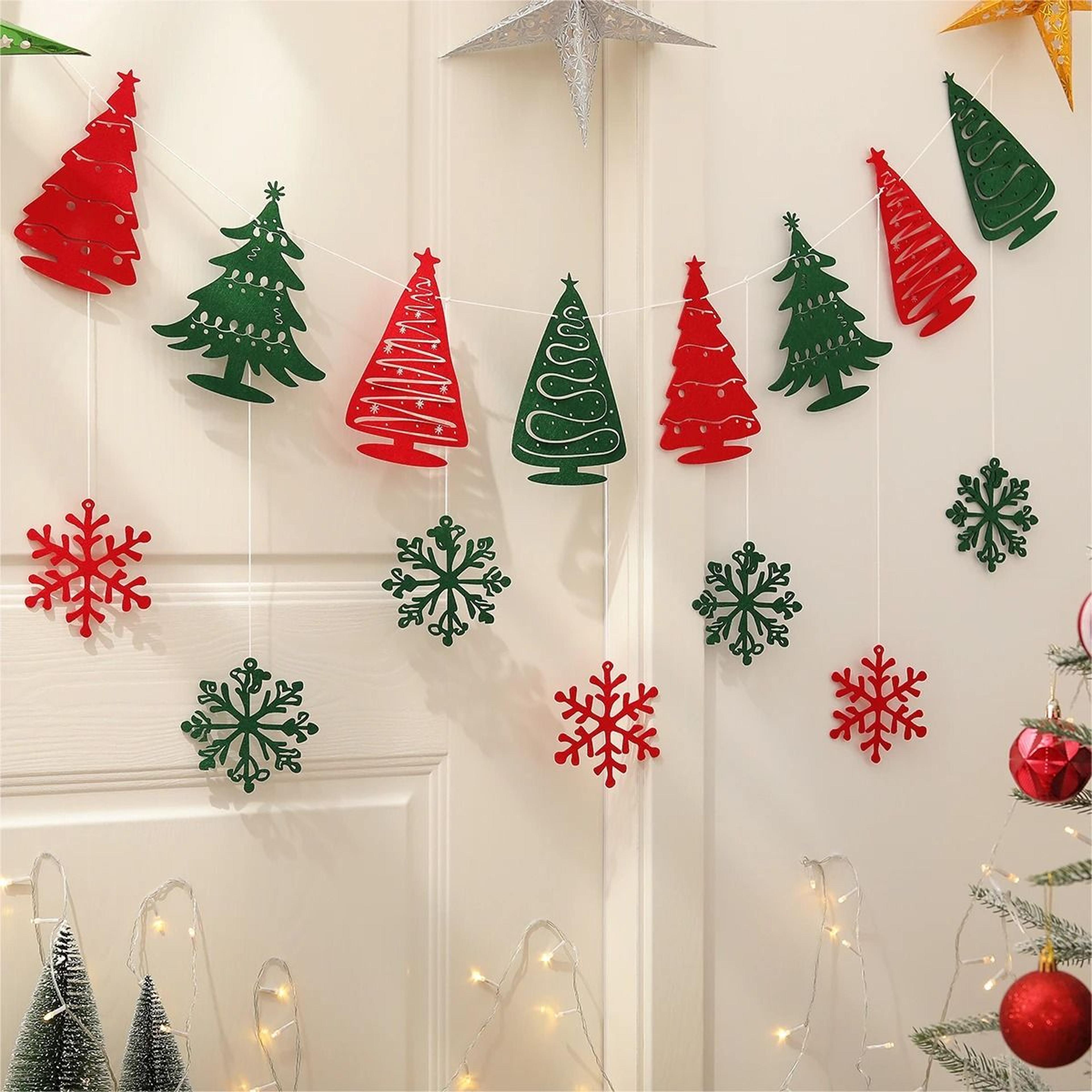 Christmas Party Background Banner  Cartoon Snowflake Garland Decoration Set 6