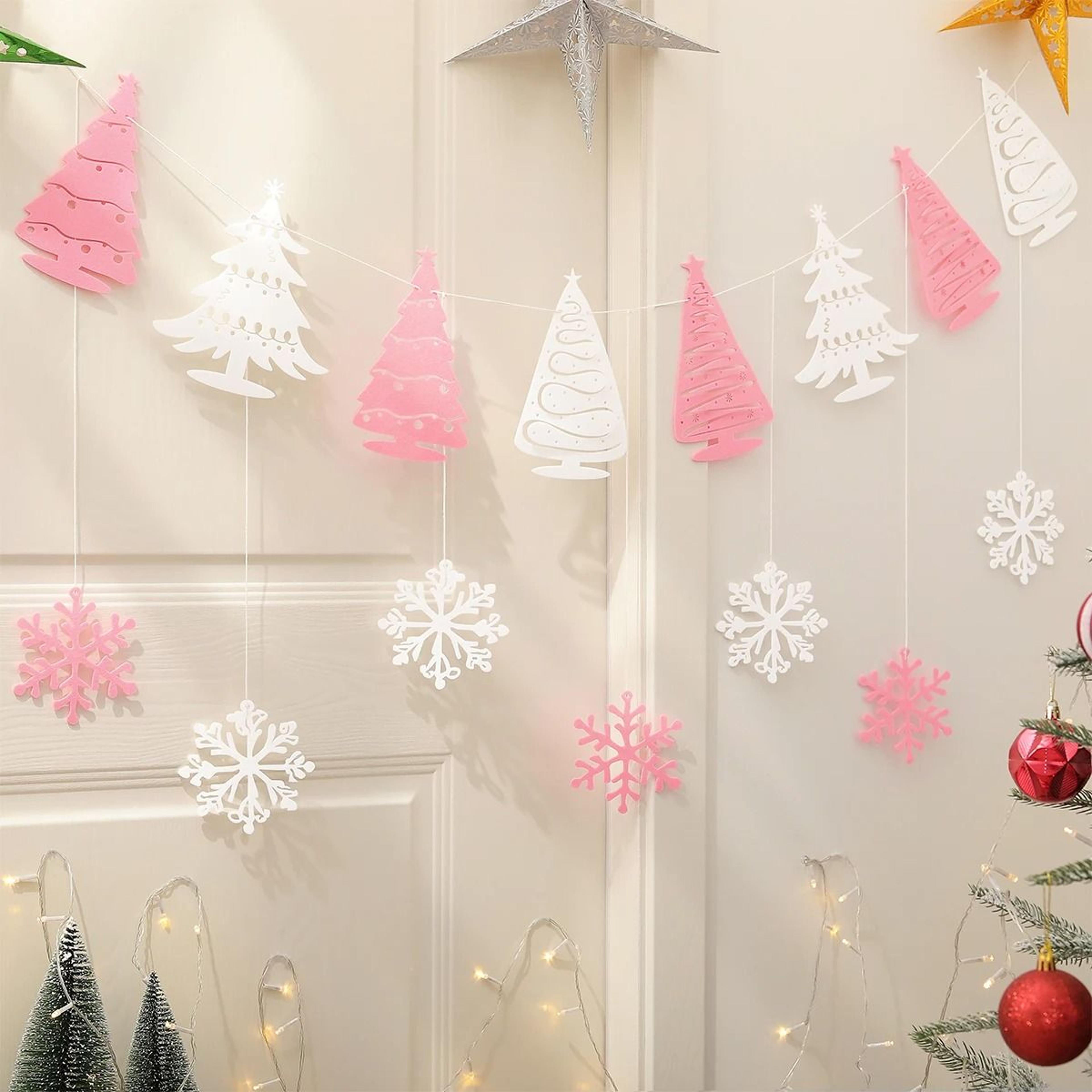 Christmas Party Background Banner  Cartoon Snowflake Garland Decoration Set 8