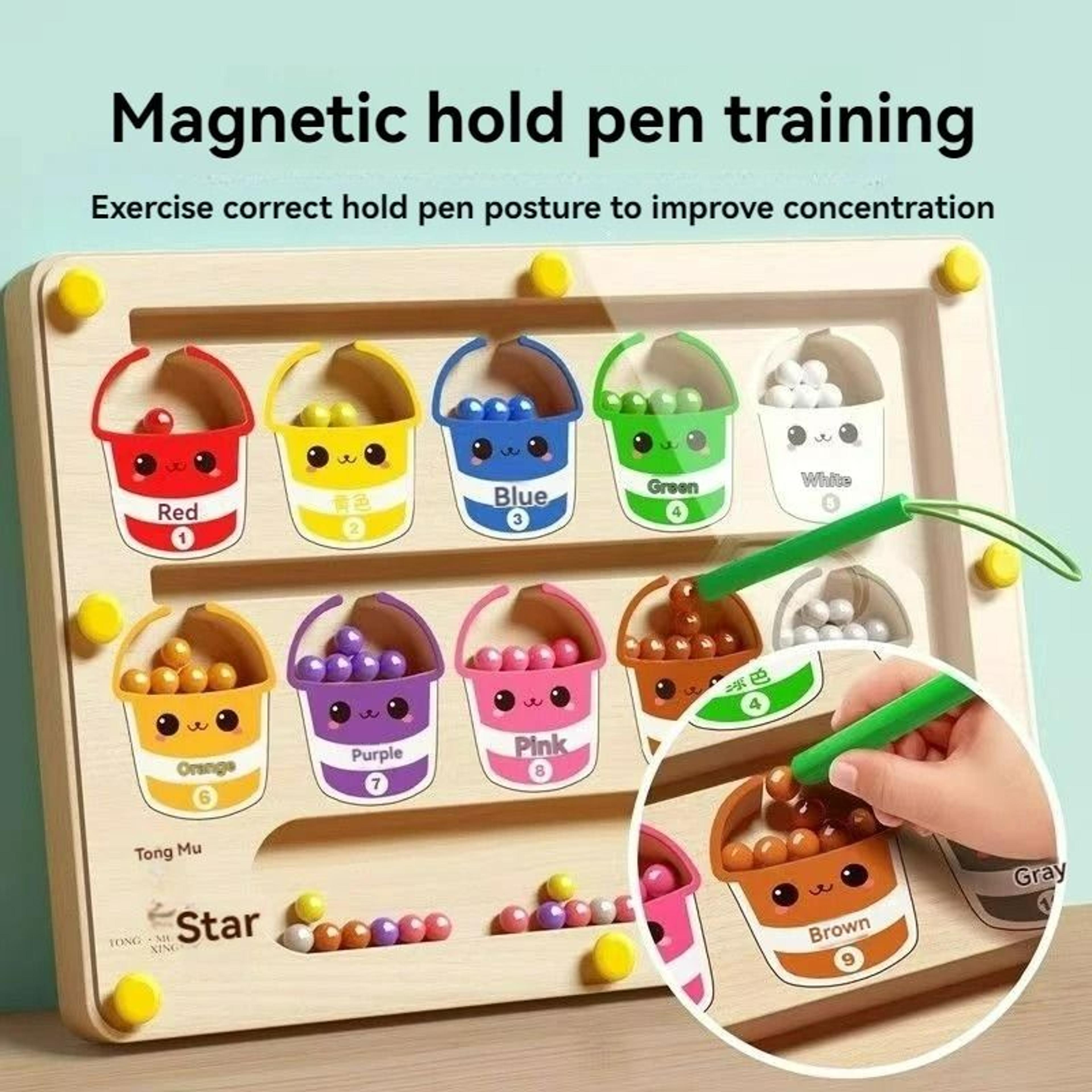Magnetic Wooden Maze Puzzle  Early Learning Concentration  Logic Training Toy 7