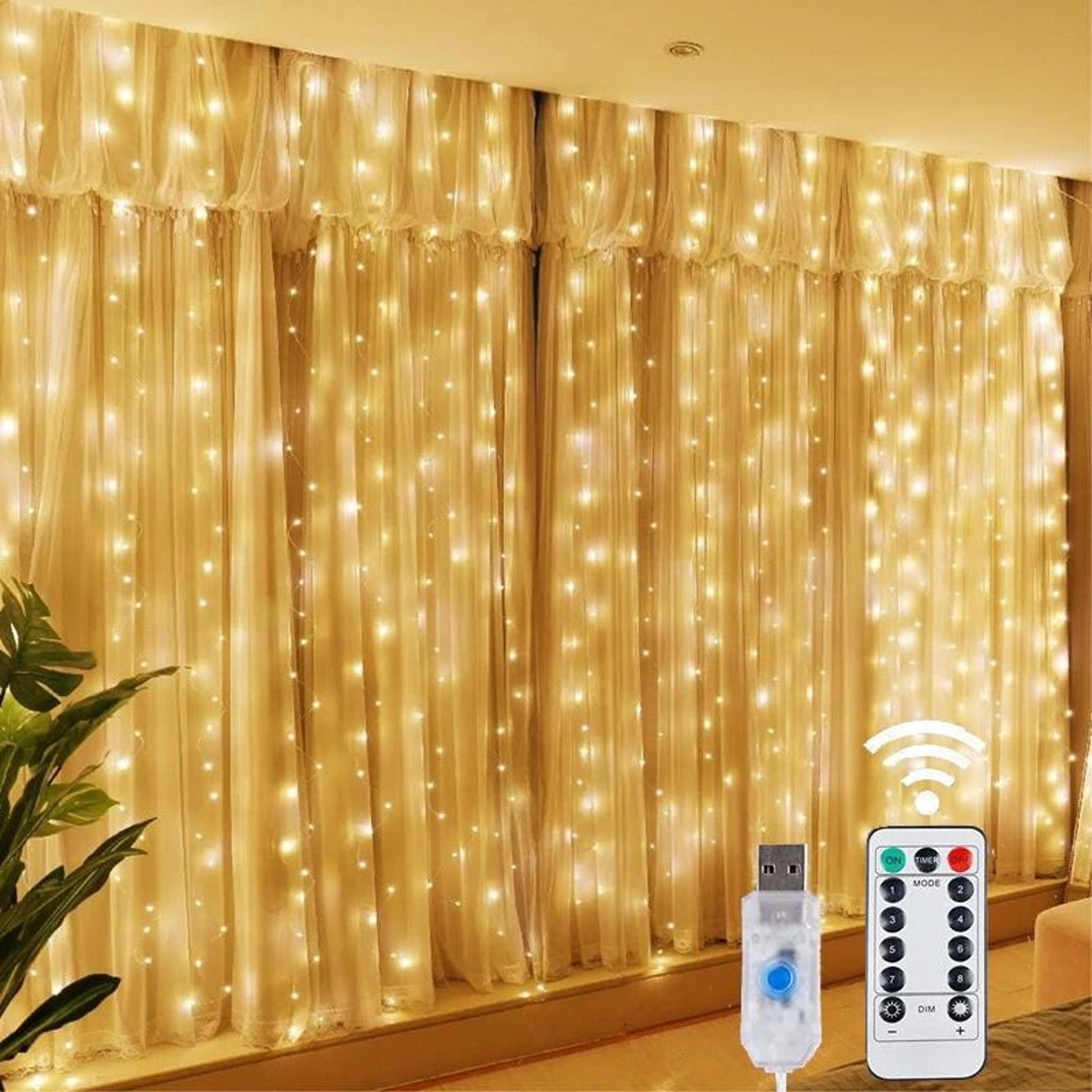 LED Fairy String Curtain Lights  8 Lighting Modes With Remote  USB Power 0