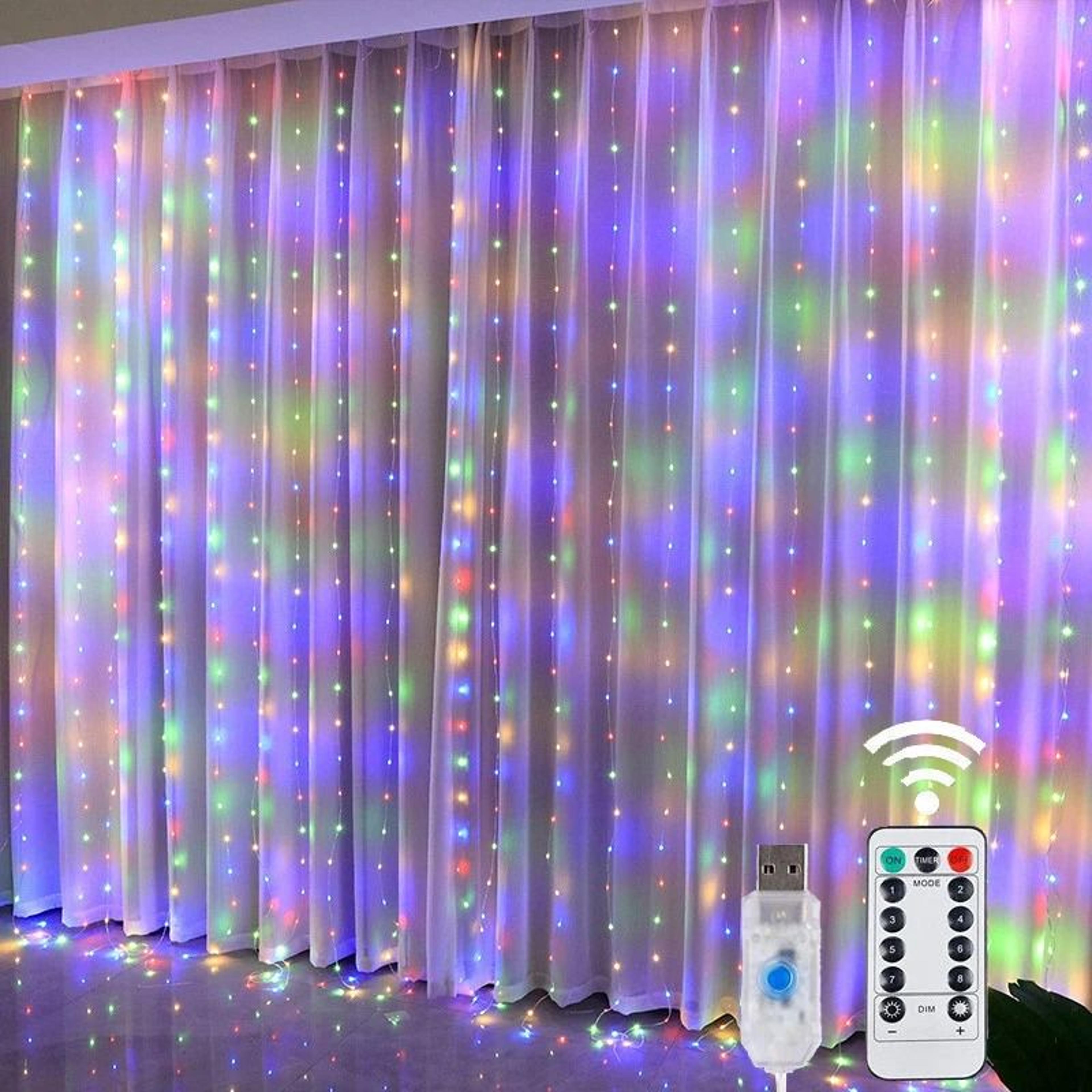 LED Fairy String Curtain Lights  8 Lighting Modes With Remote  USB Power 9