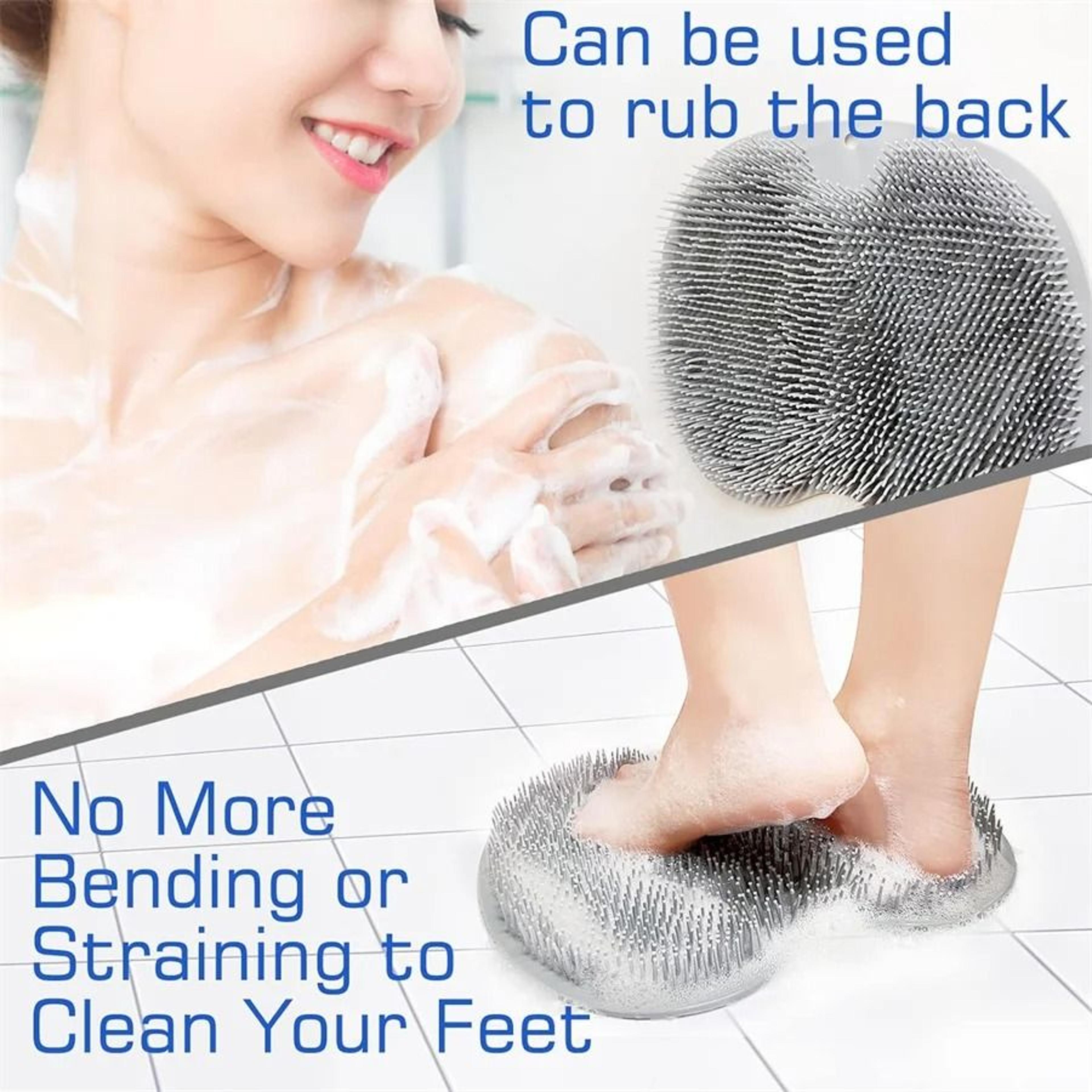 Shower Foot Scrubber  Back Washer Mat  WallMounted Exfoliating Massage Pad 2