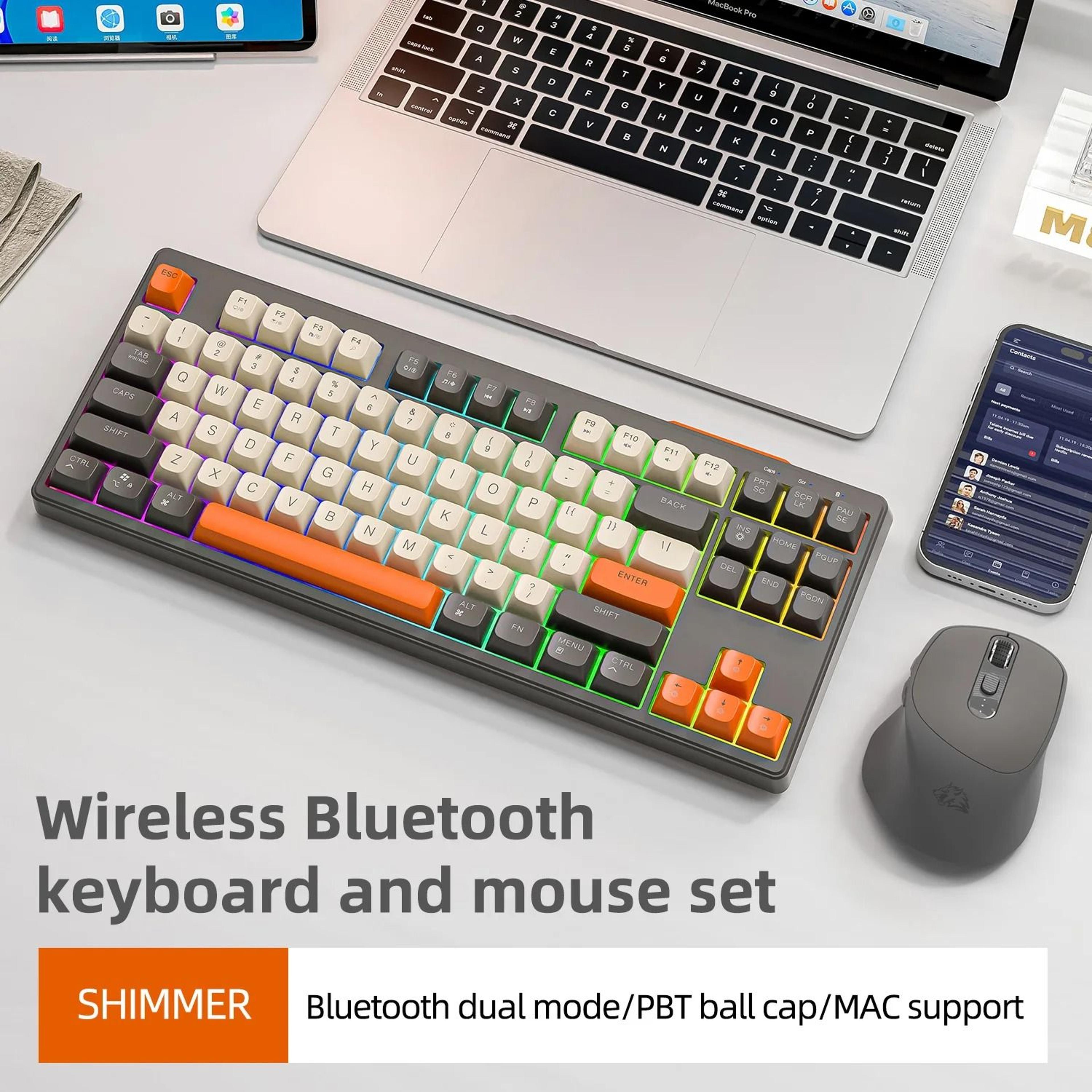 Wireless Gaming Keyboard  87Key Bluetooth DualMode With Rainbow RGB 5