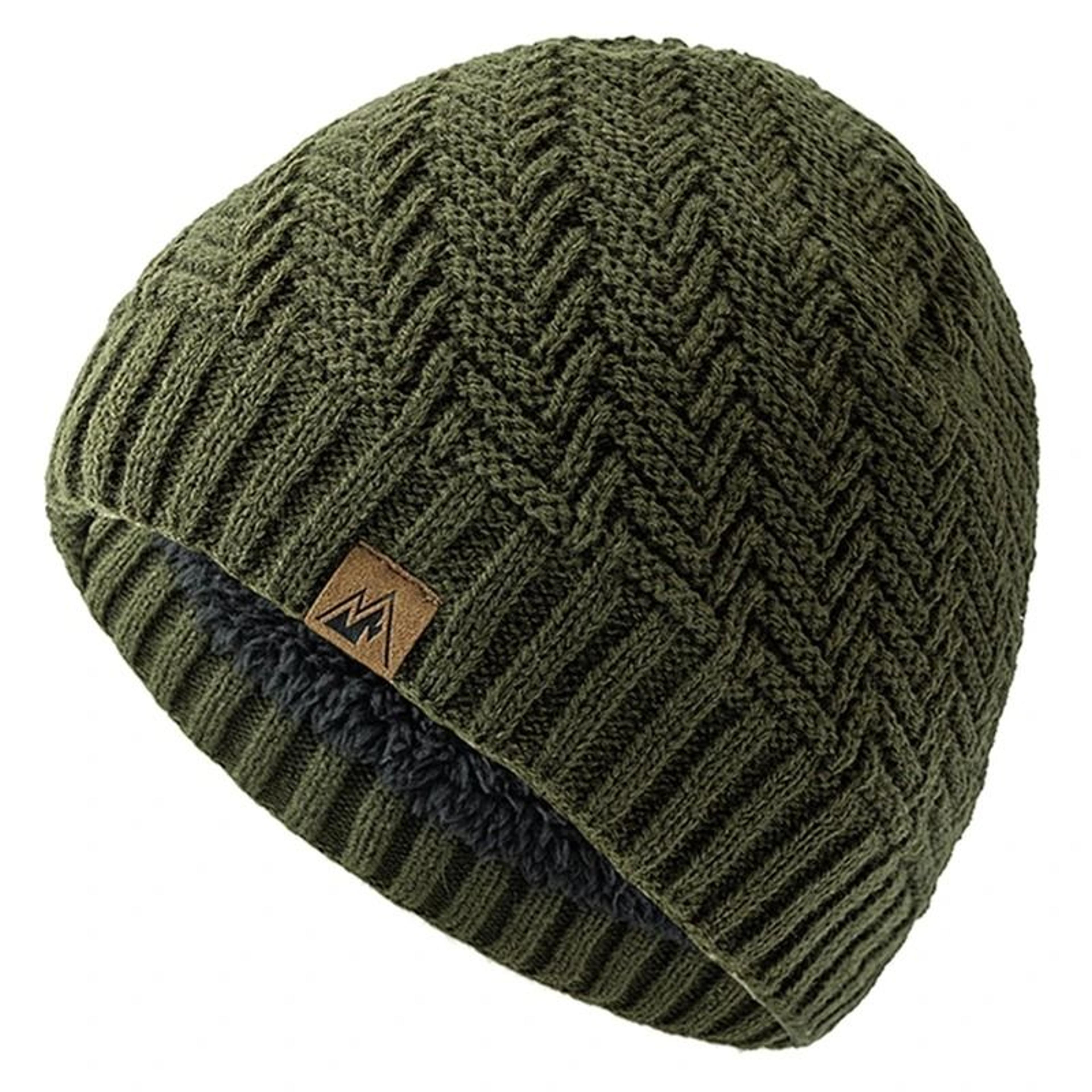 Unisex Peak Label Winter Beanie  Plush FurLined Warm Knitted Hat 7