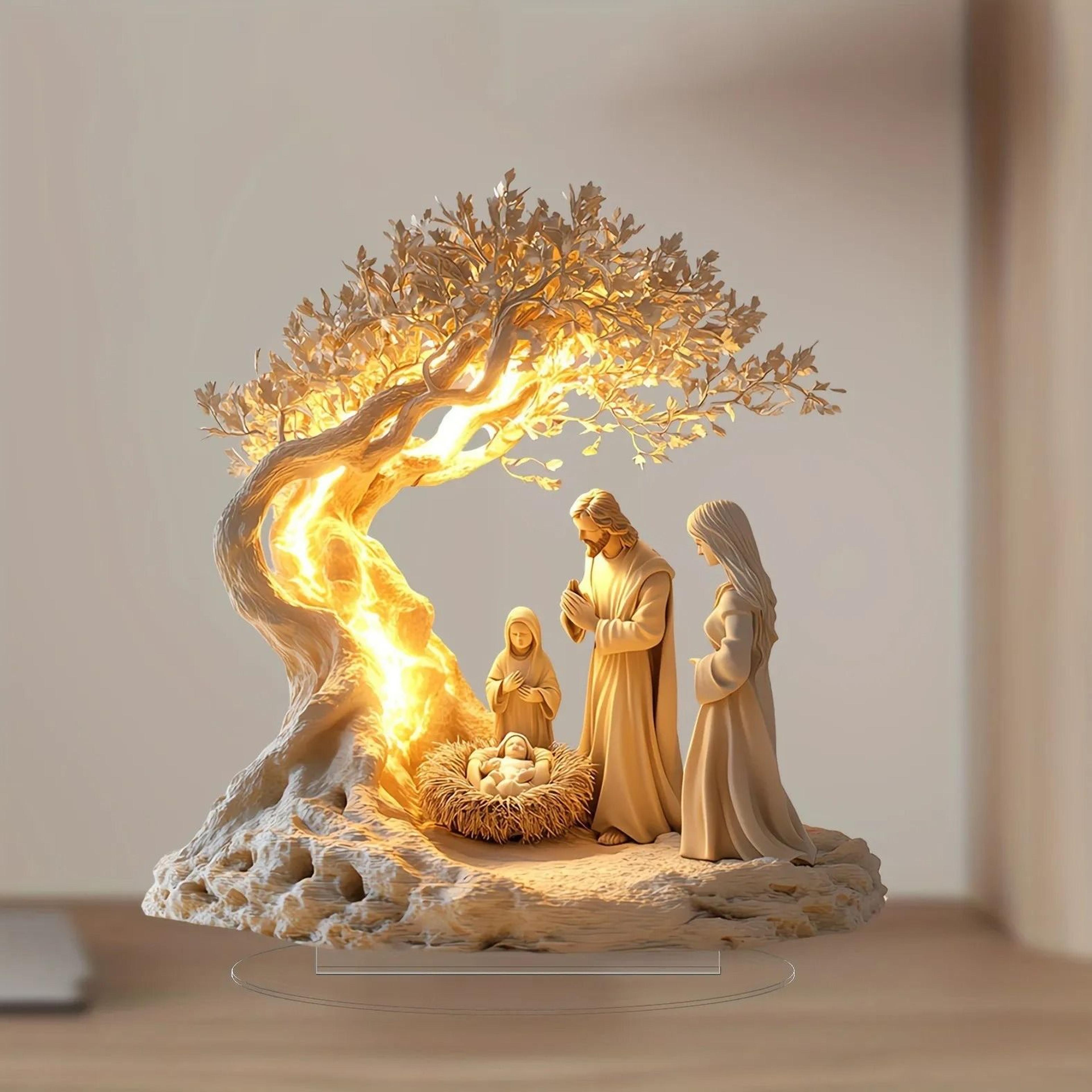 Prayer Under Moonlight Tree Decoration  Religious  Cultural Inspired Desktop Artwork 7