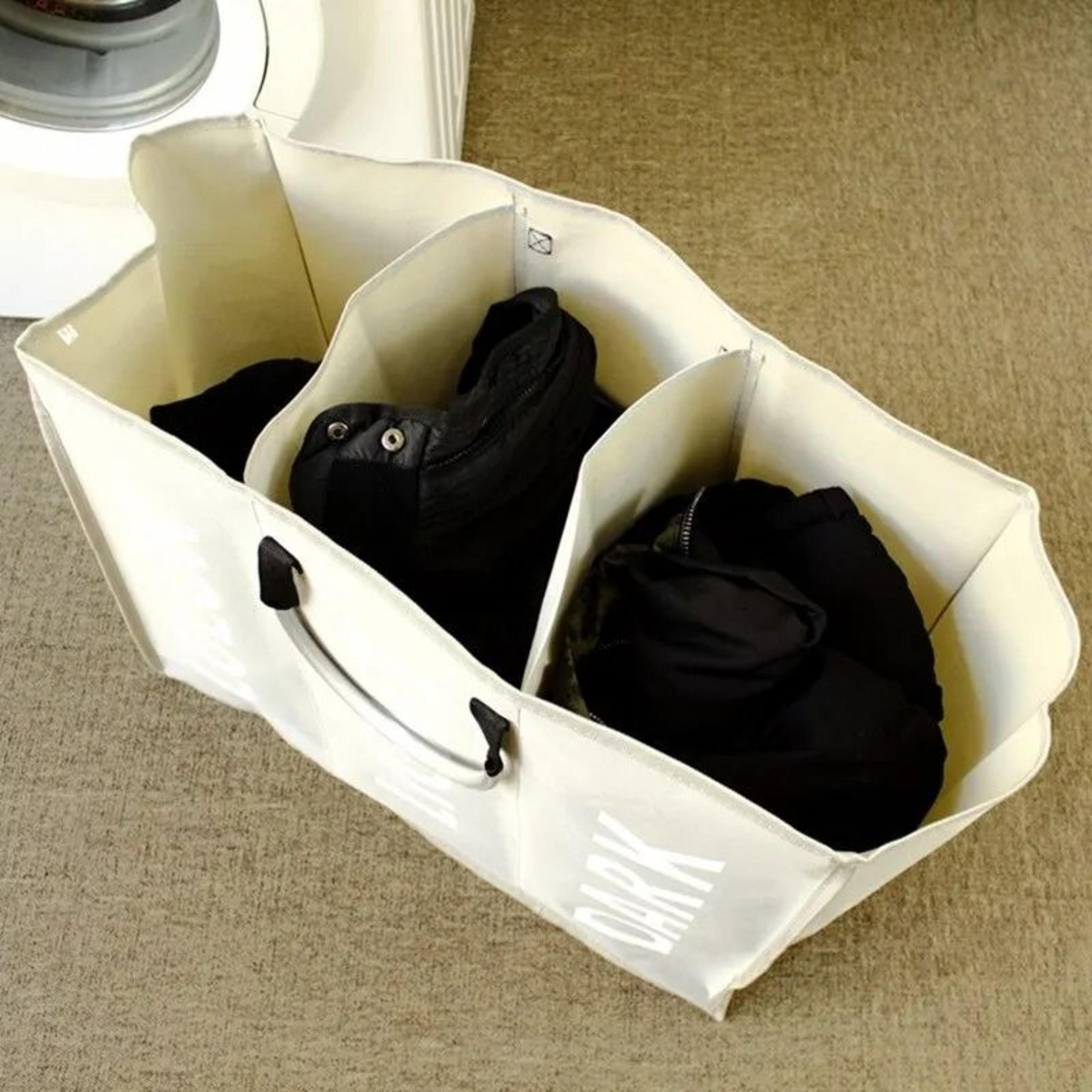 3Grid Foldable Laundry Basket  Durable Triple Compartment Dirty Clothes Hamper 3