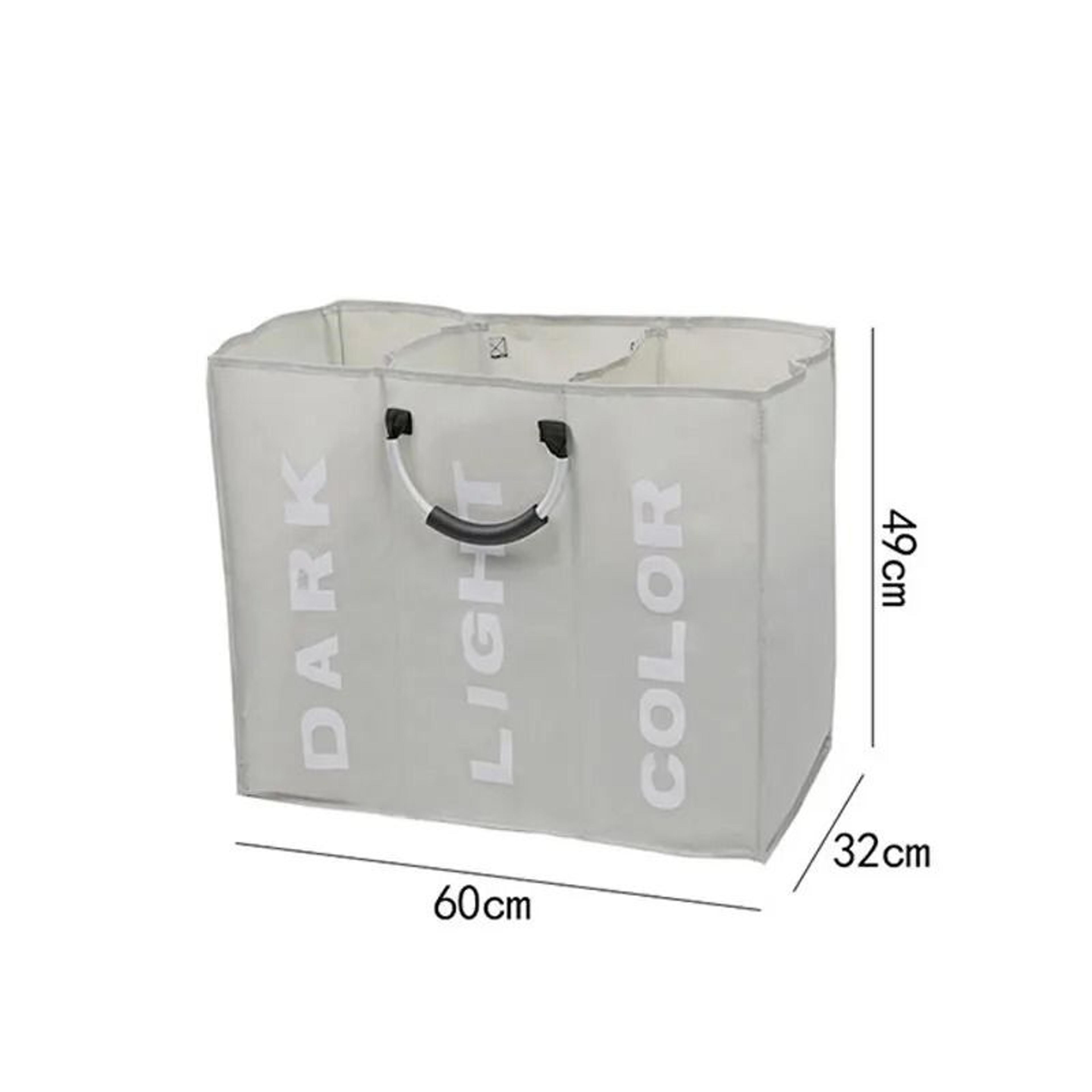 3Grid Foldable Laundry Basket  Durable Triple Compartment Dirty Clothes Hamper 5