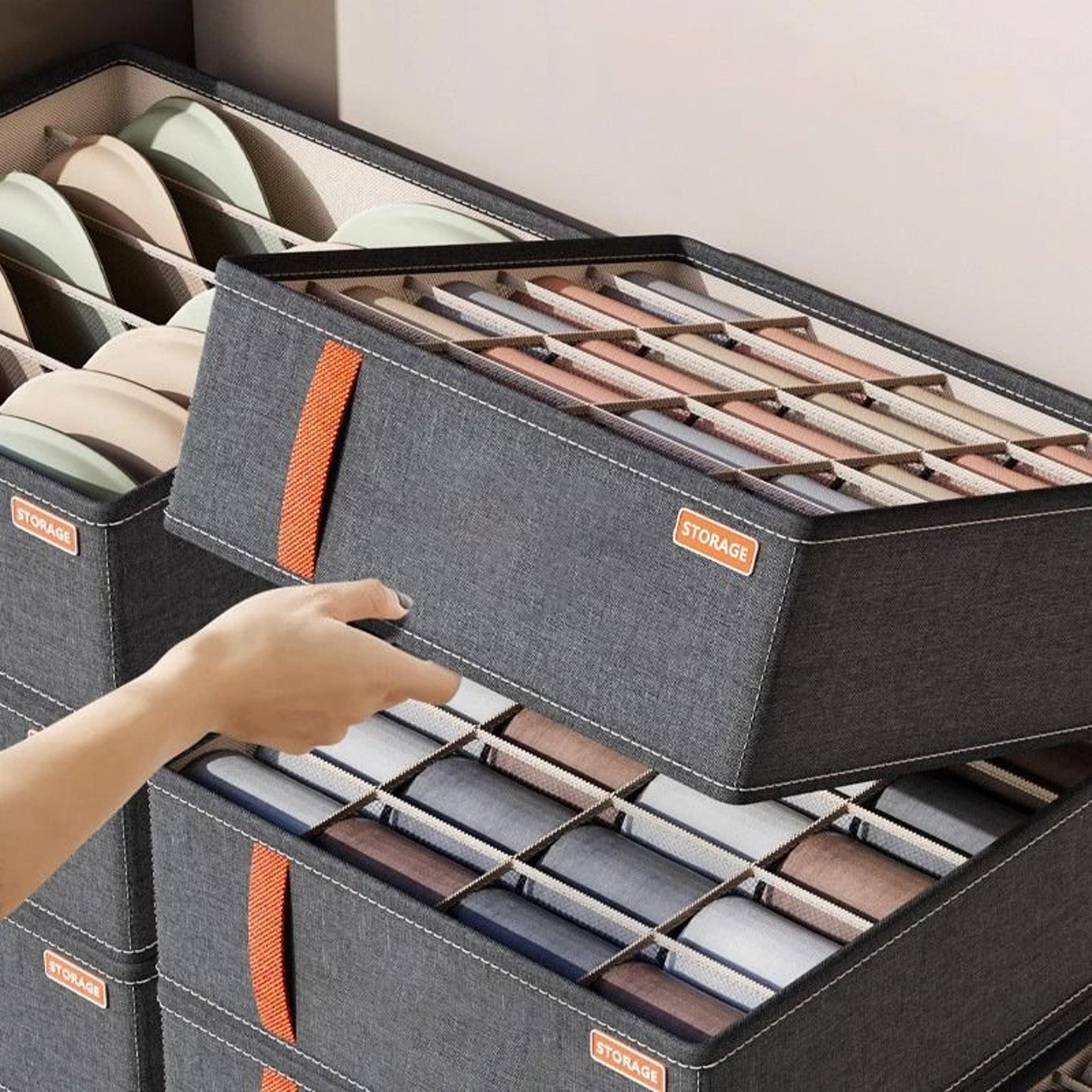 Dark Grey Underwear Storage Box  MultiGrid Drawer  Wardrobe Organizer 2