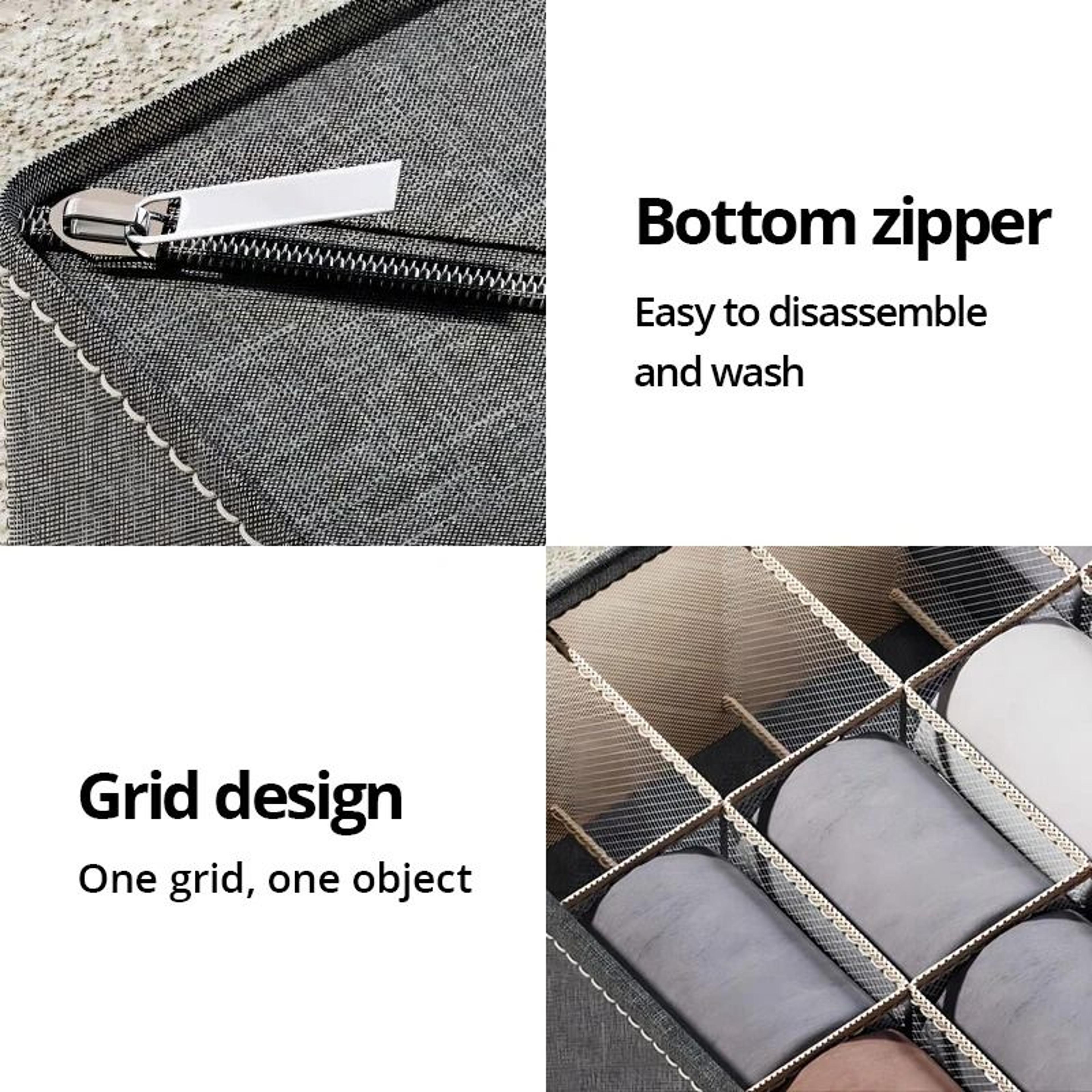 Dark Grey Underwear Storage Box  MultiGrid Drawer  Wardrobe Organizer 4