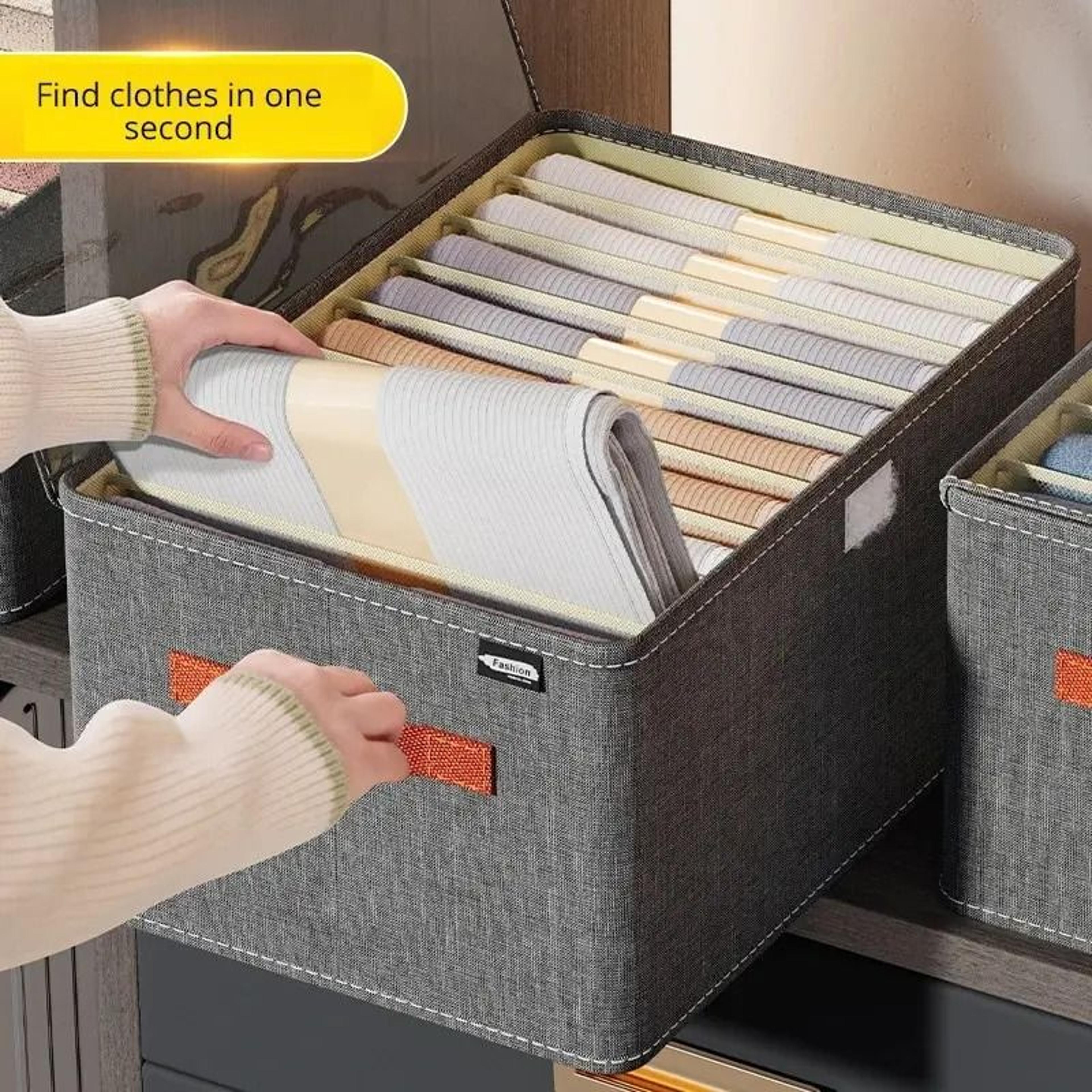Oxford Partition Clothing Storage Box  Wardrobe Organizer With Transparent Lid 0