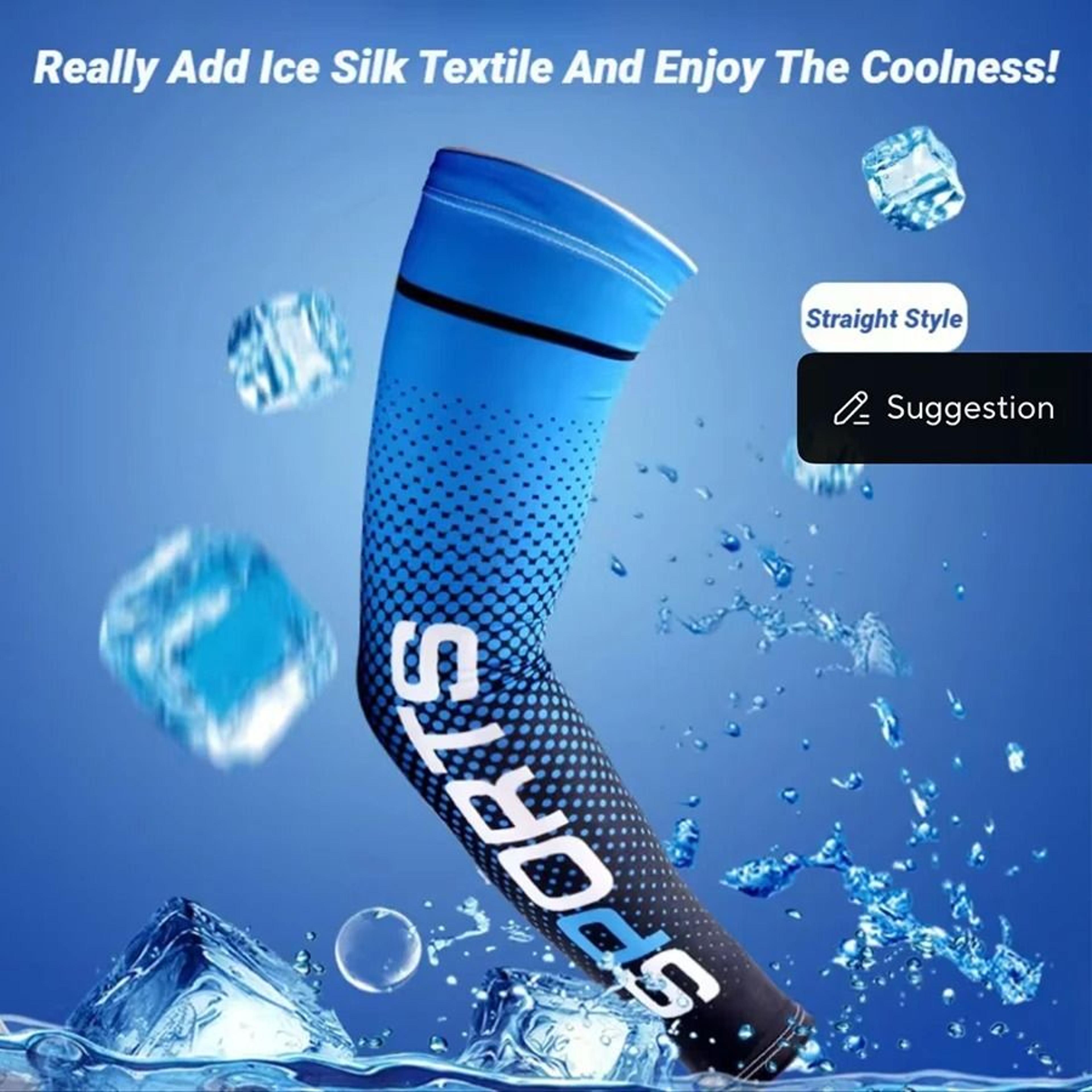 Summer Ice Silk Sunscreen Sleeves  Cooling UV Protection  AntiSlip Arm Covers 2