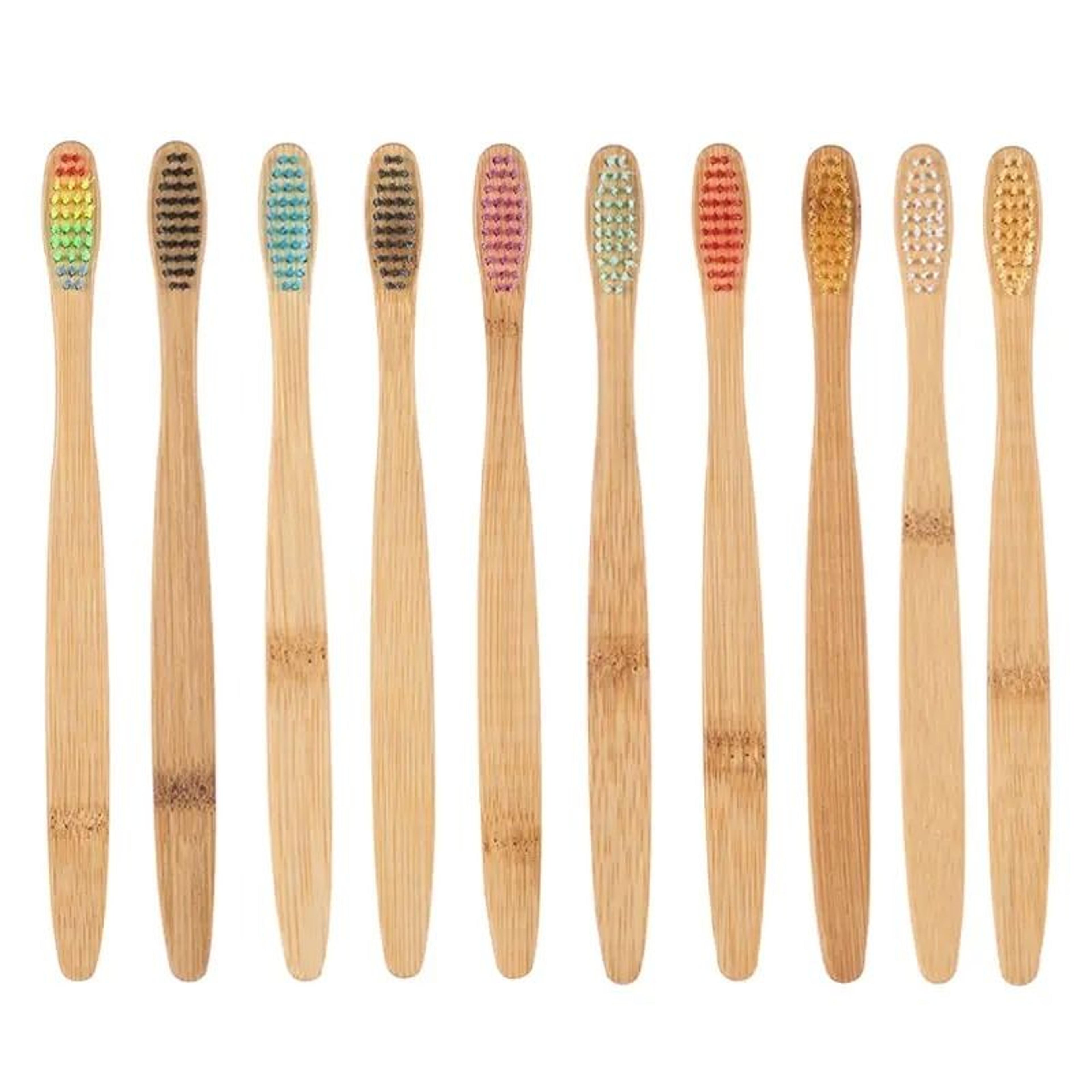 Natural EcoFriendly Bamboo Toothbrush Set Colorful 10Piece Value Pack 5