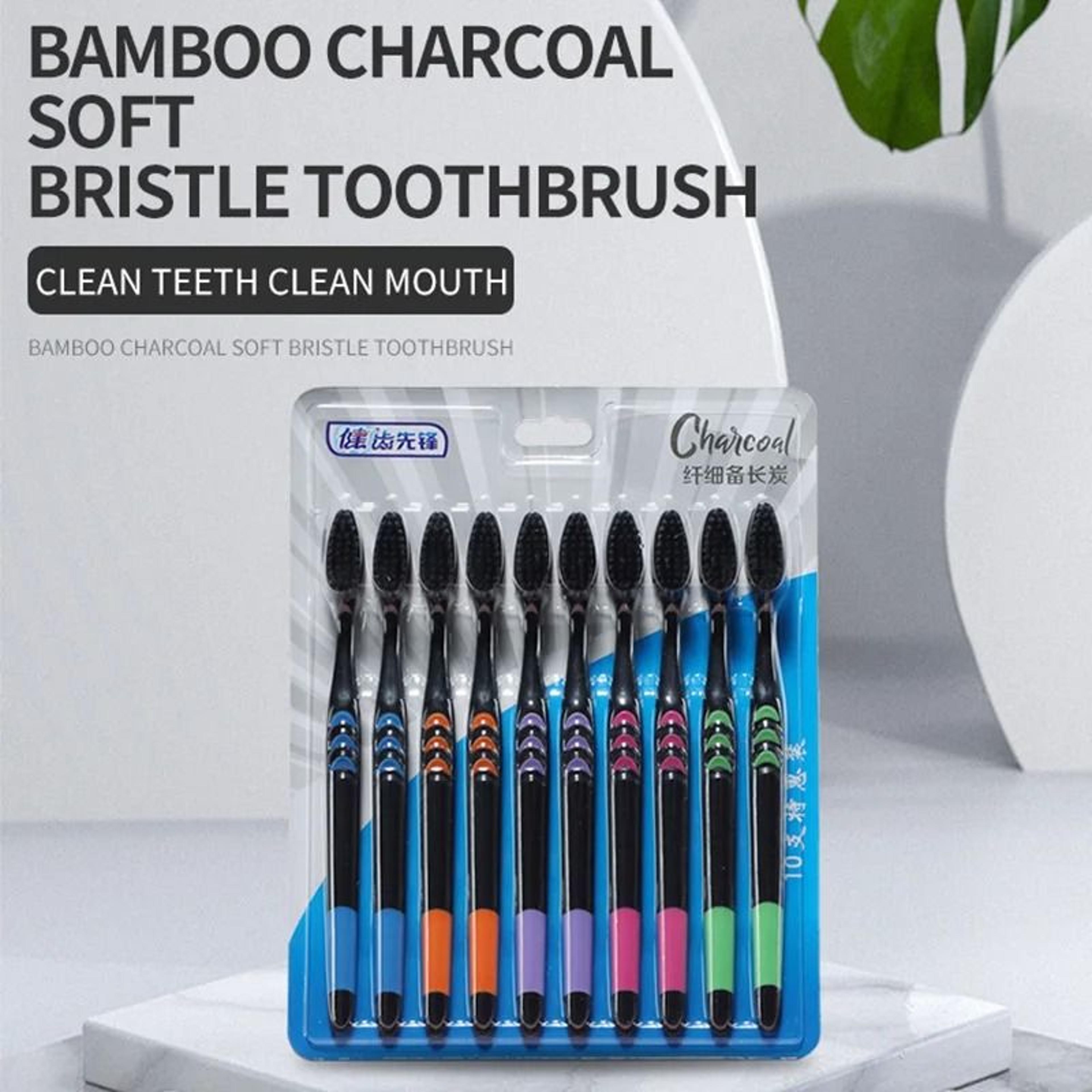 Antibacterial Bamboo Charcoal Soft Bristle Toothbrush For Men  Women 0