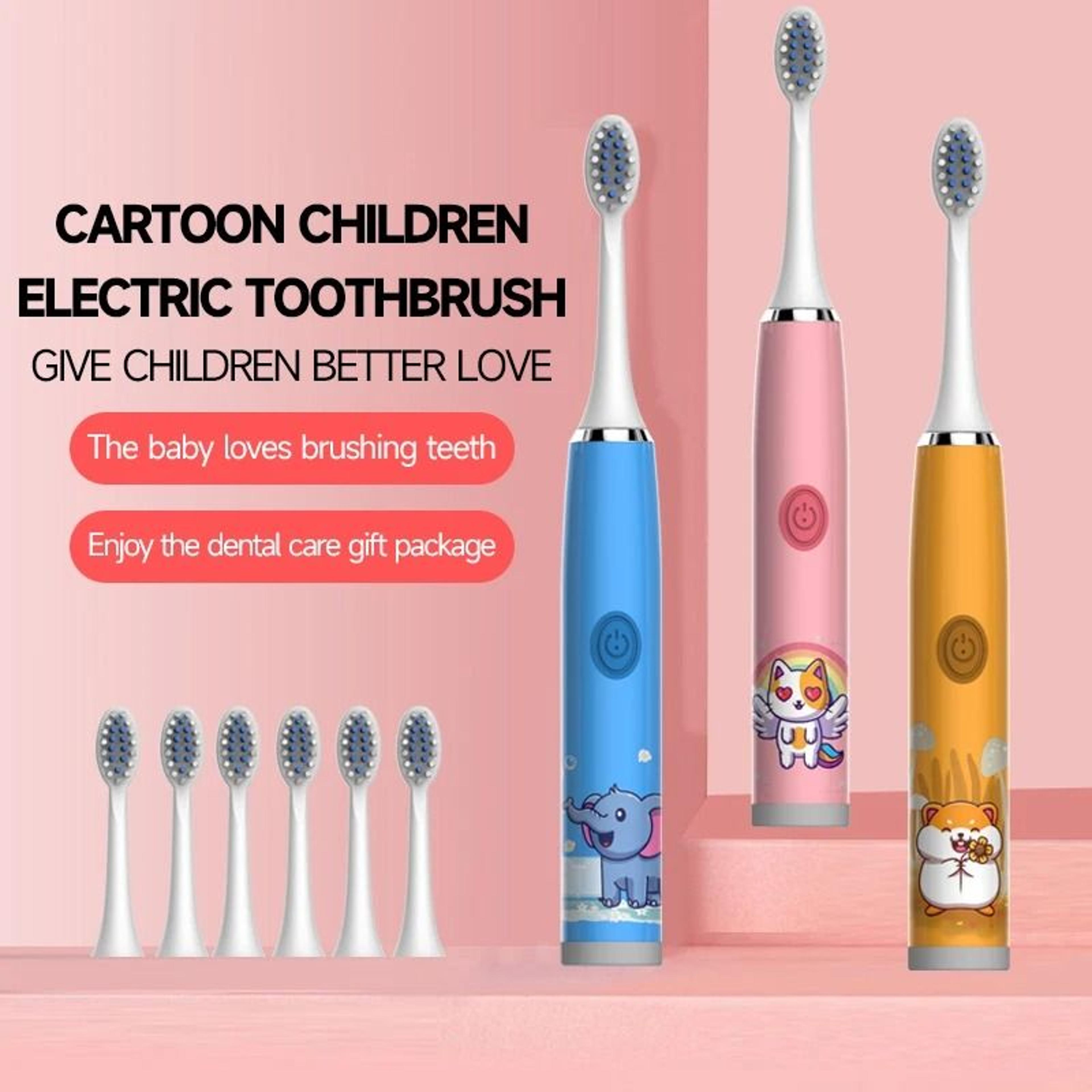 Childrens Sonic Electric Toothbrush  Colorful Cartoon Design For Kids  USB Rechargeable  Waterproof 0