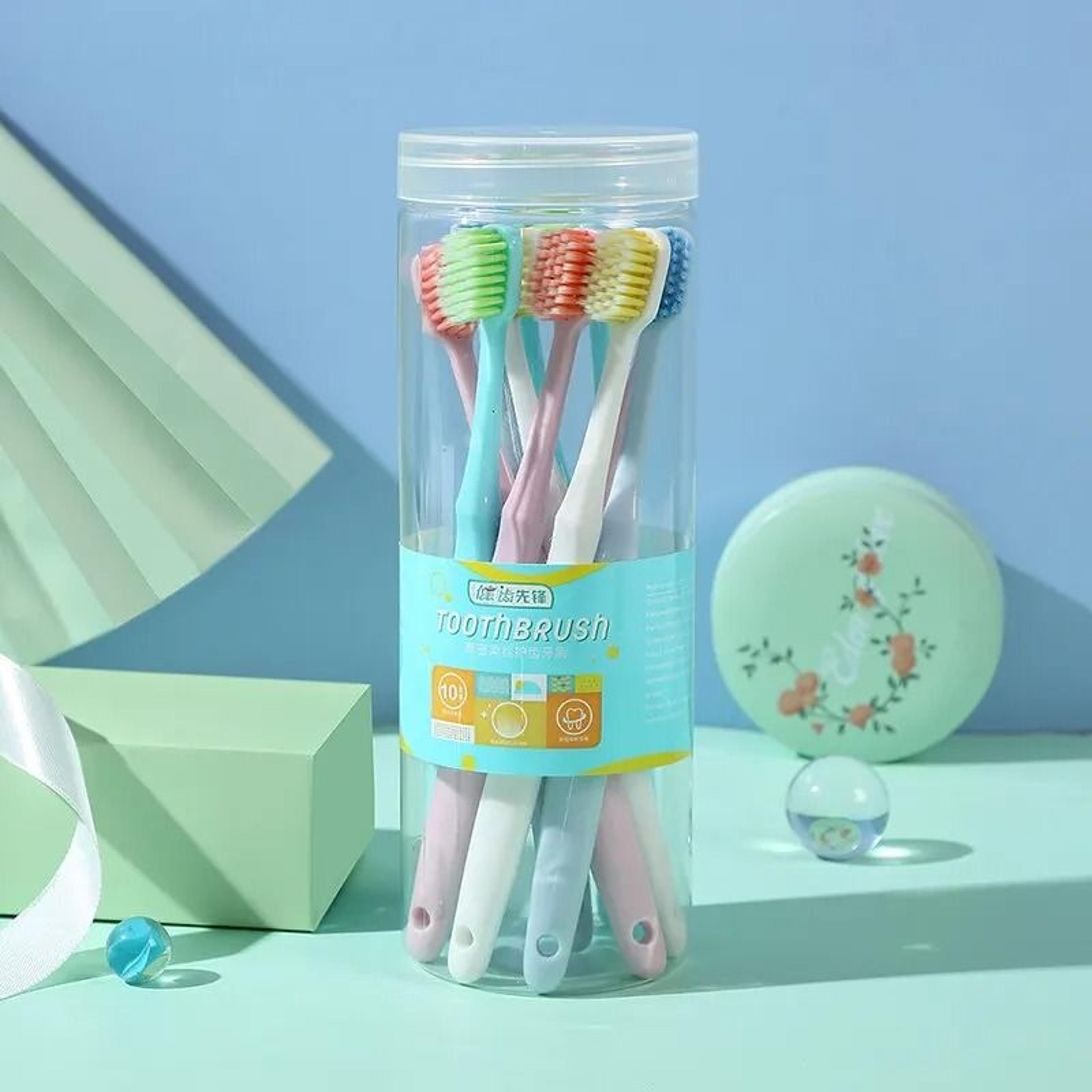 Macaron Series Wide Head Soft Bristle Toothbrush  10Piece HighValue Barrel 3