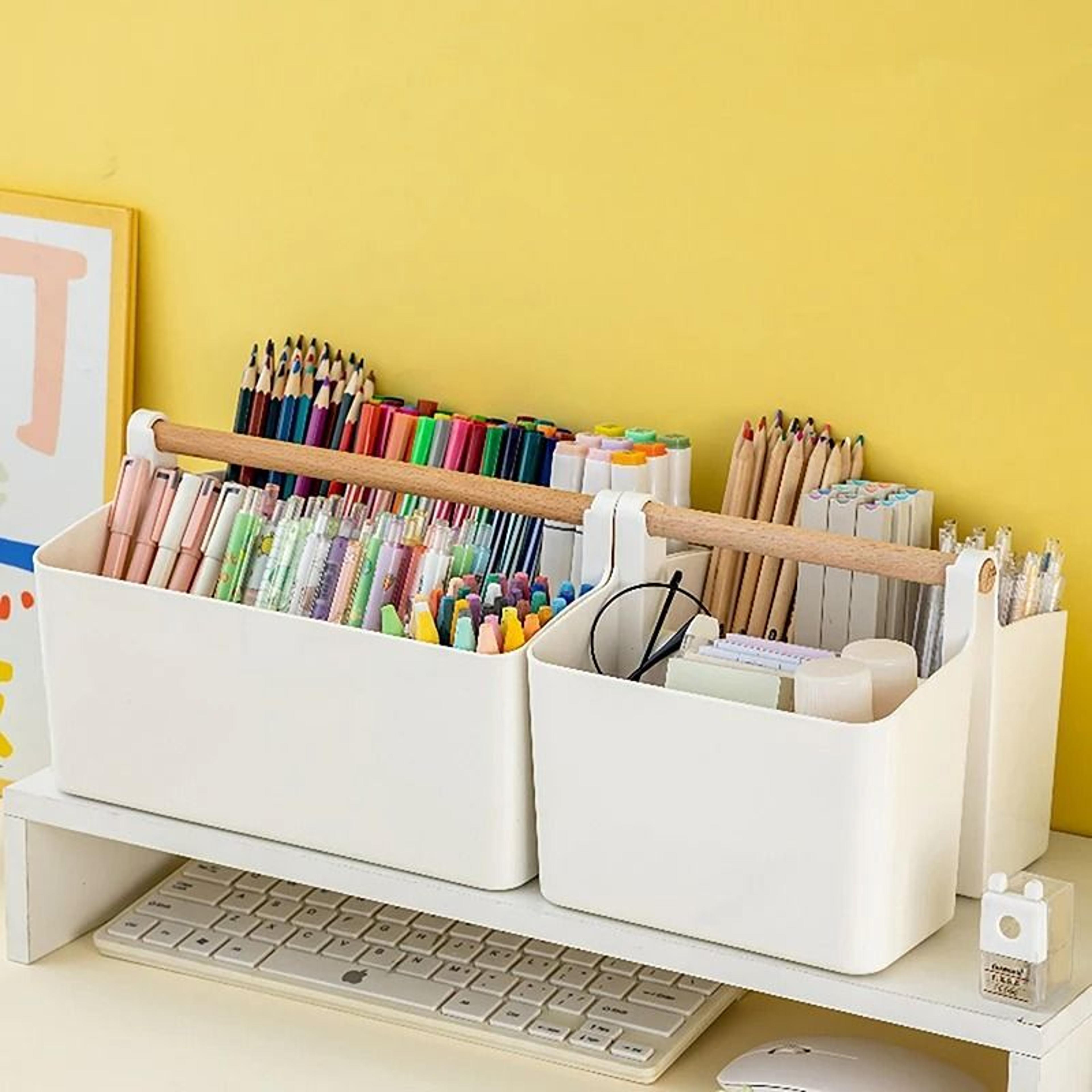 Multifunctional Desktop Storage Basket  Large Capacity Office  School Organizer 0