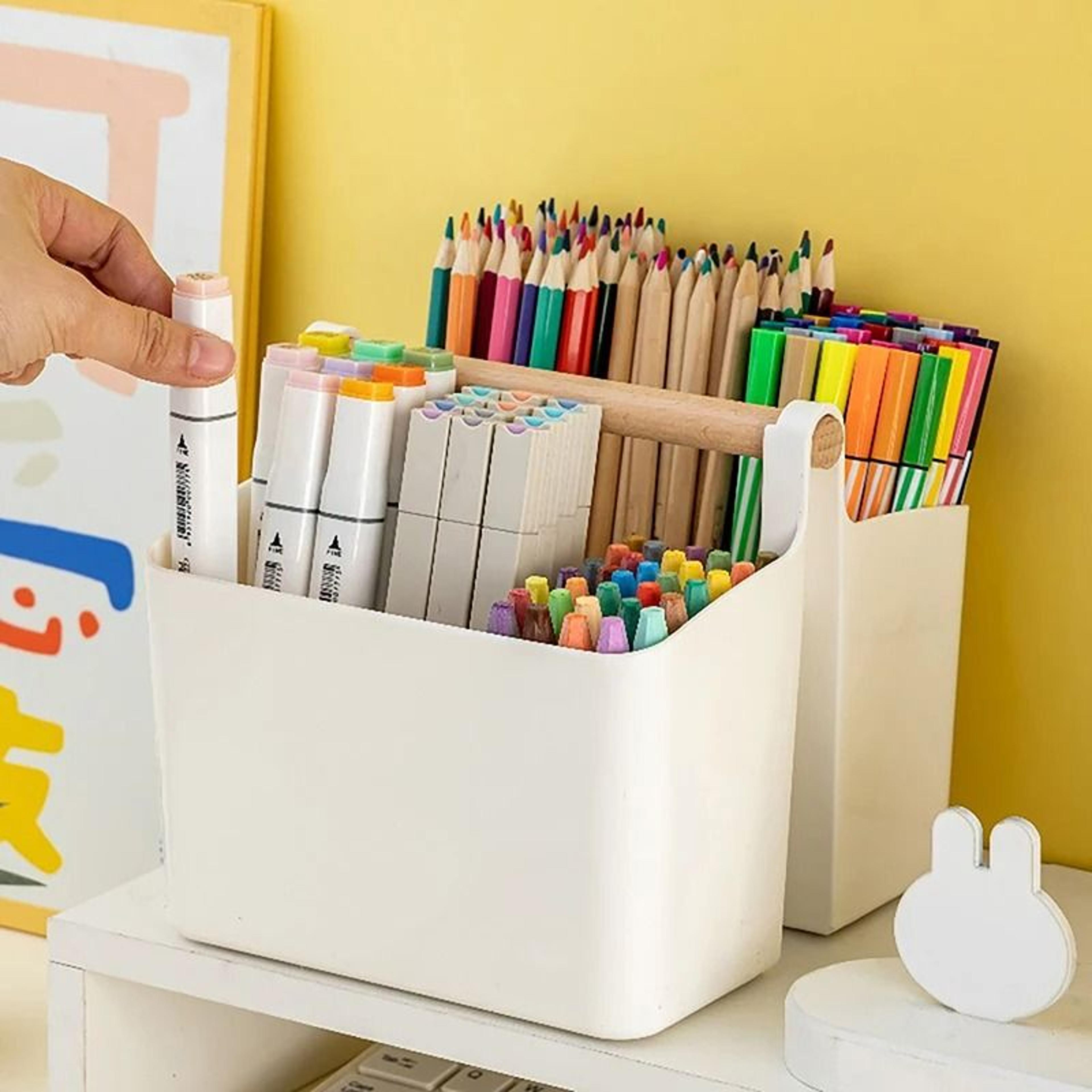 Multifunctional Desktop Storage Basket  Large Capacity Office  School Organizer 4