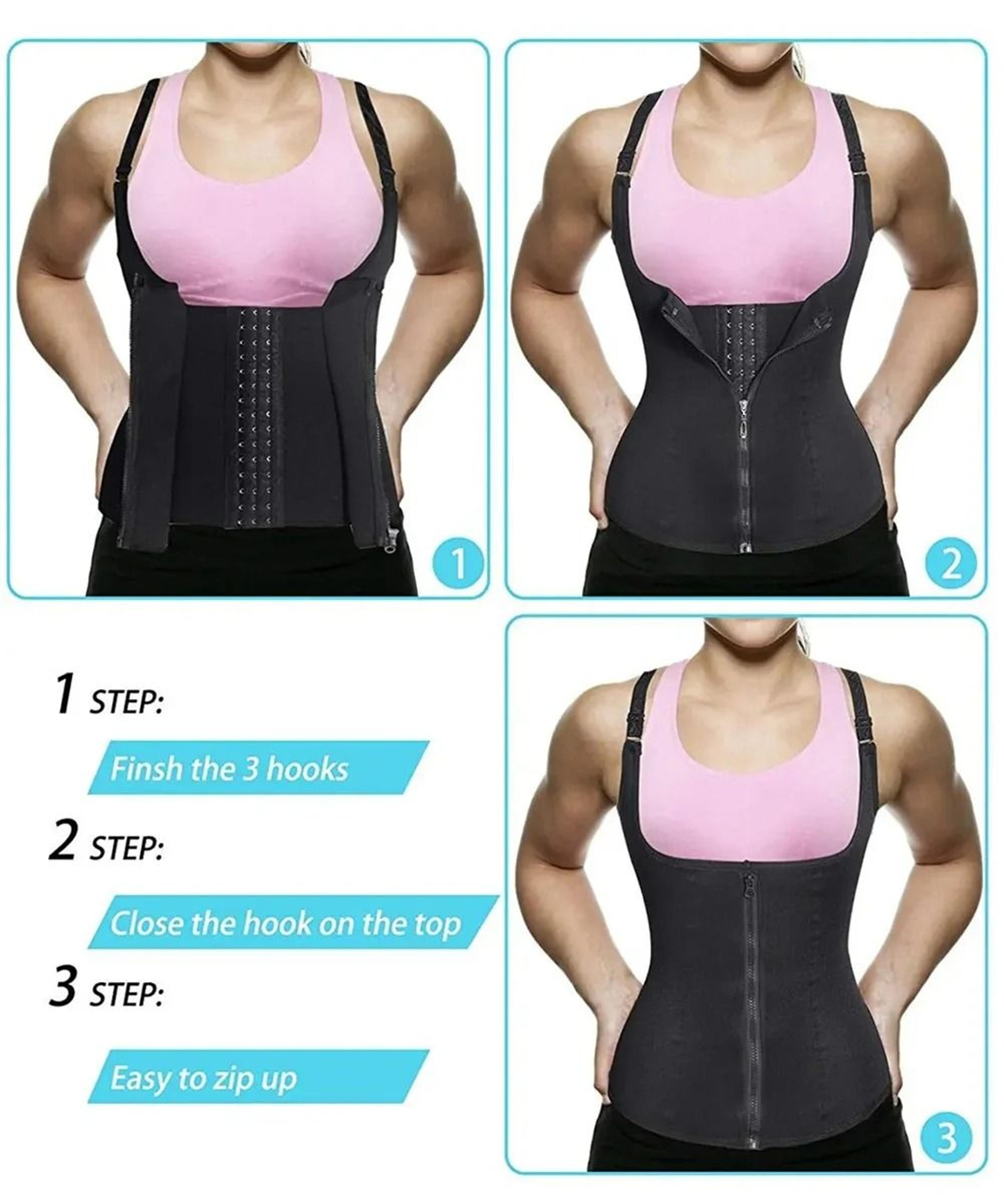 Premium Waist Trainer Tank Top  Zipper Body Shaper  Tummy Control Activewear 4