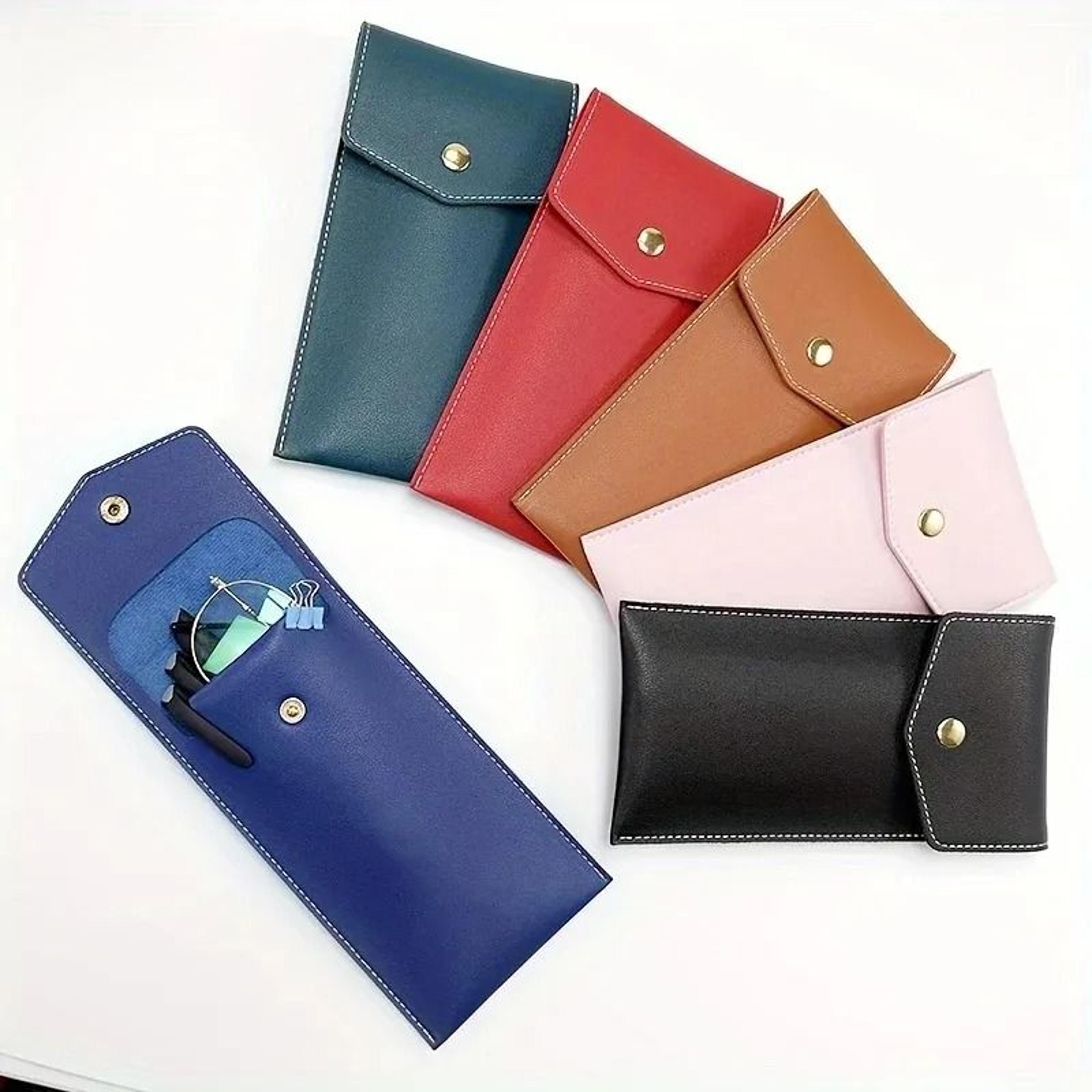 Premium PU Leather Stationery Bag  Slim Student  Business Office Pen Holder 2