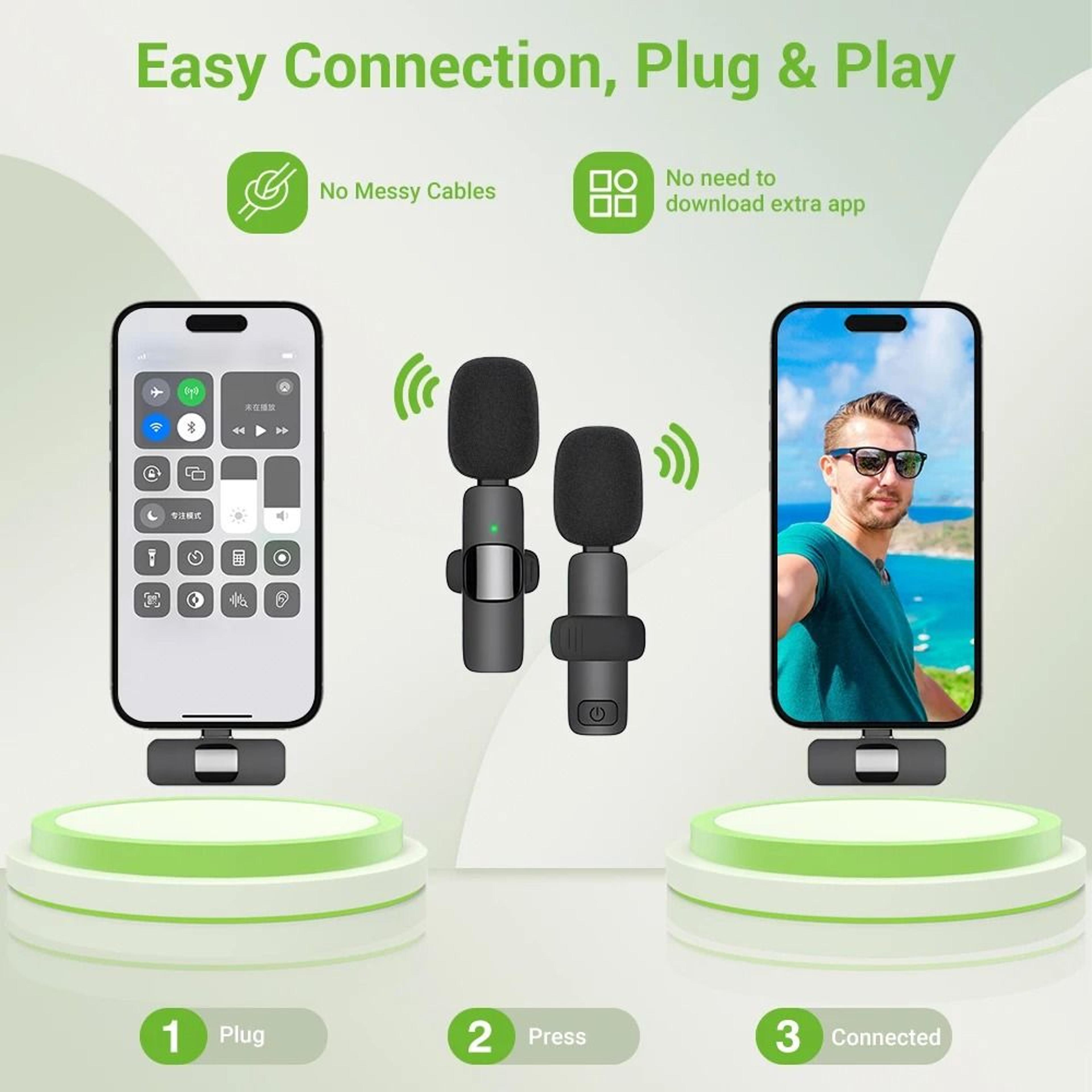 24G Wireless Lavalier Microphone  Portable Audio  Video Recording Mini Mic 1