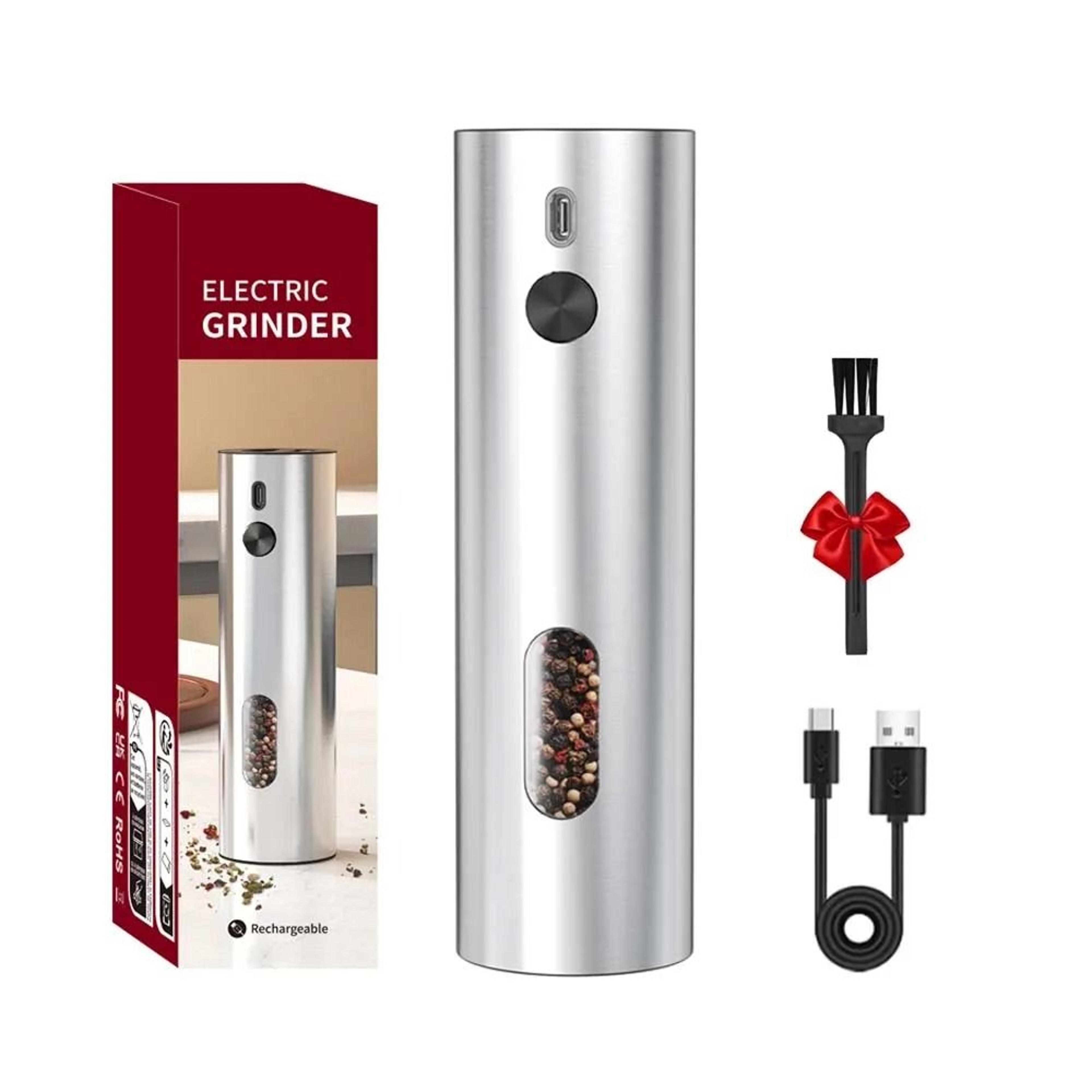 Stainless Steel Electric Pepper Grinder  USB Rechargeable Automatic Mill Set 8
