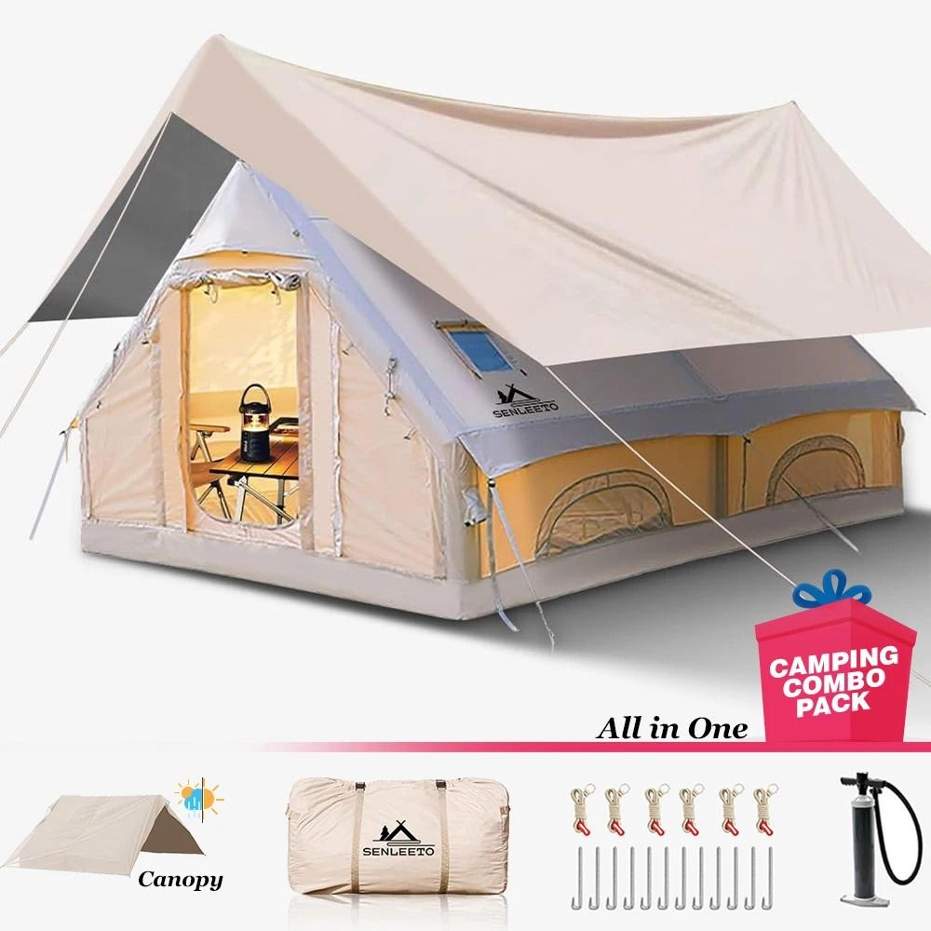 Large Inflatable Camping Tent  810 Person Family Shelter With Stove Jack 7