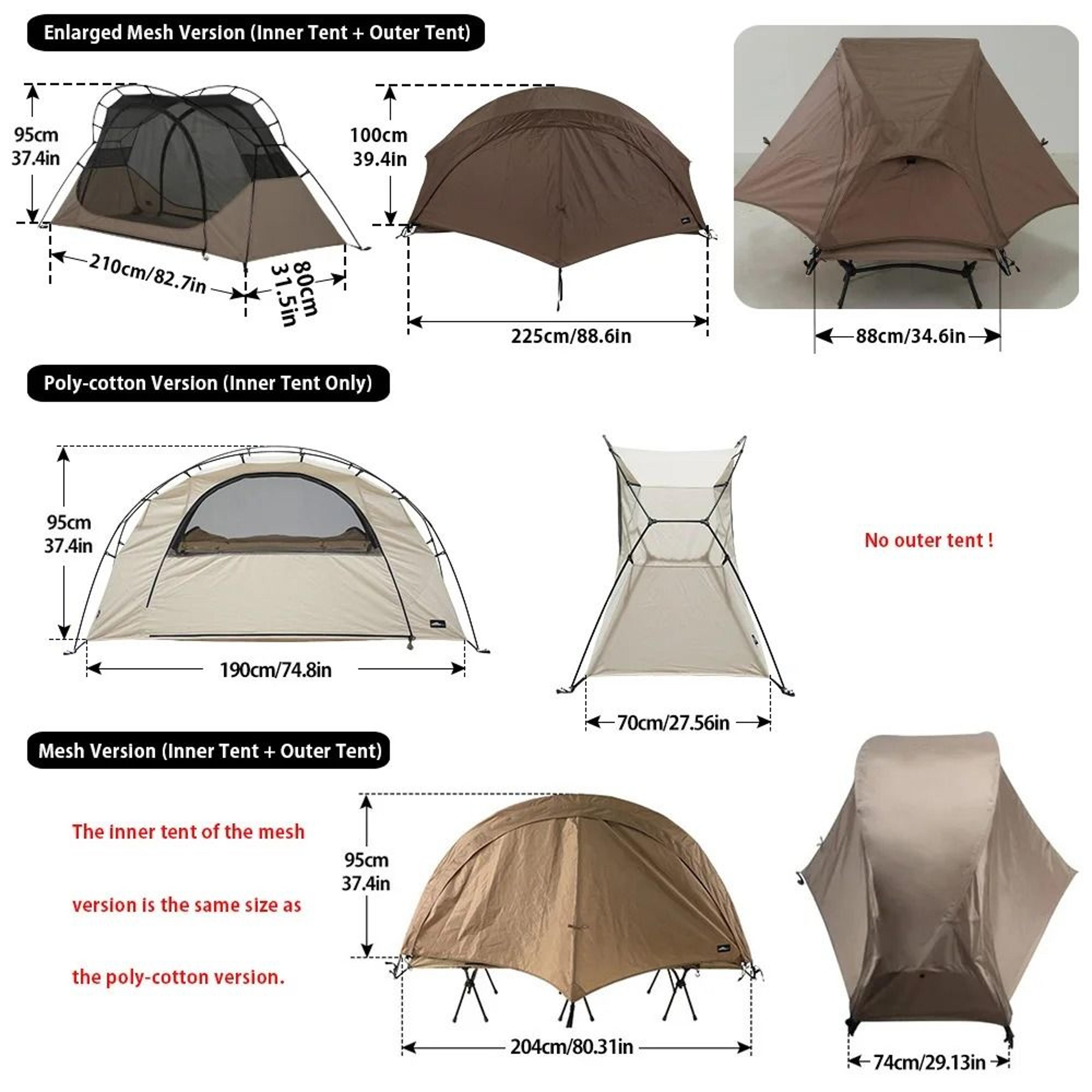 UltraLight Cot Tent  Waterproof  MosquitoProof Outdoor Shelter 3