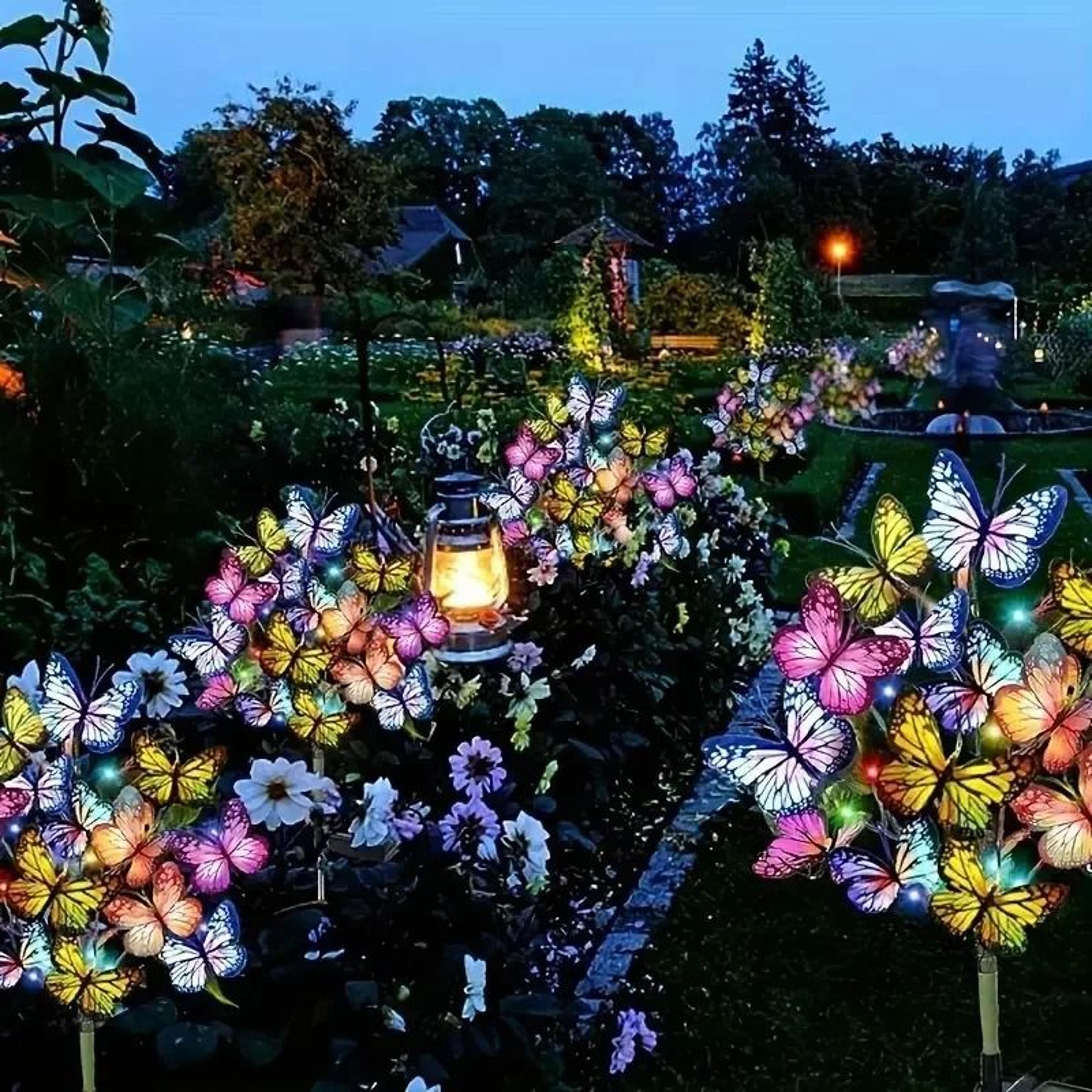 Solar LED Butterfly Garden Lights  Waterproof Multicolor Landscape Lamp 1